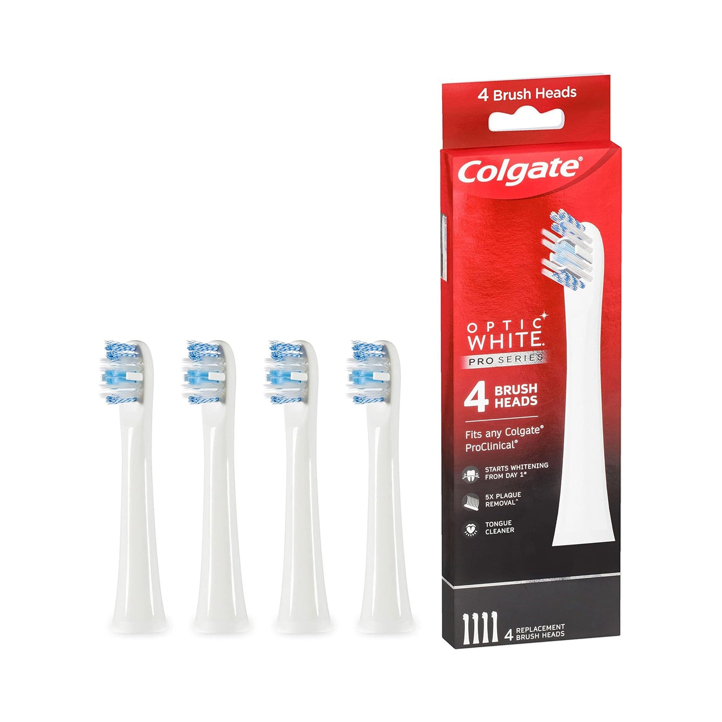 Colgate Pro Series Replaceable Brush Head for Pro Clinical Electric Toothbrush Optic White Pack Of 4