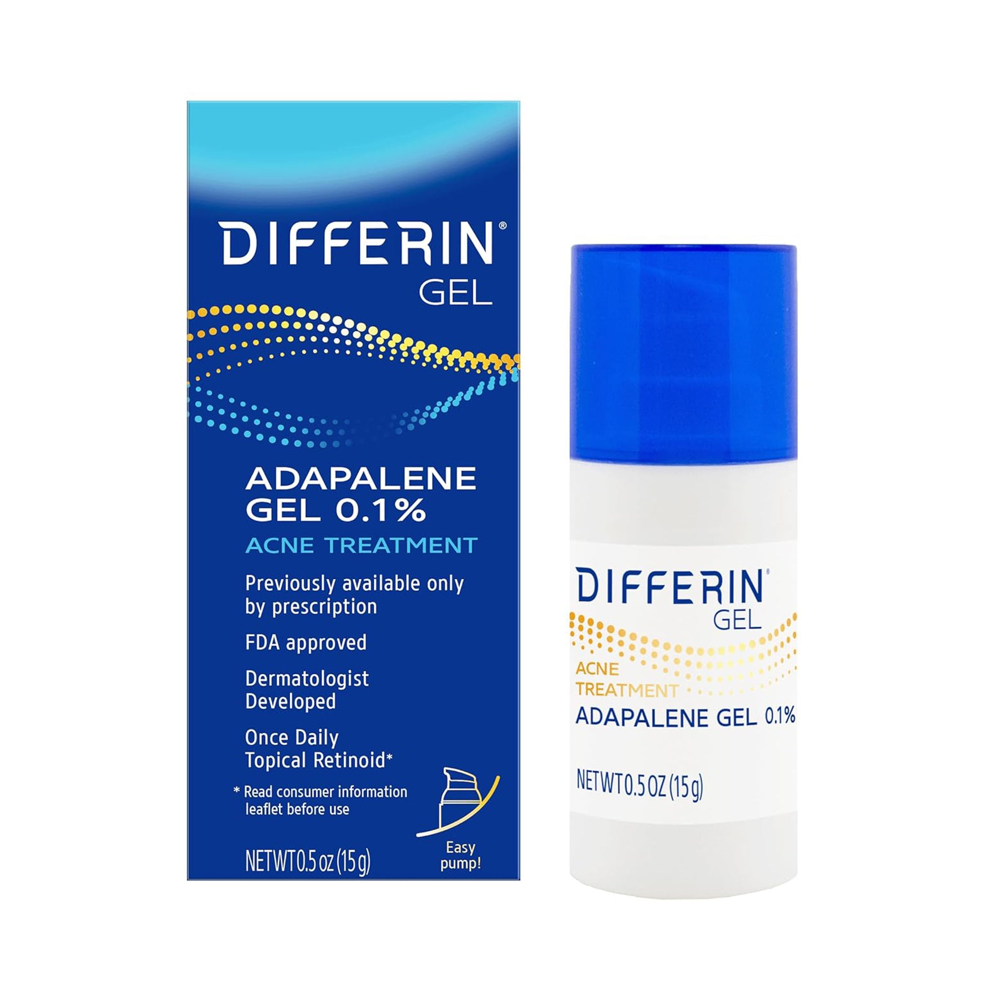 Differin Adapalene Gel 0.1% Acne Treatment Bottle