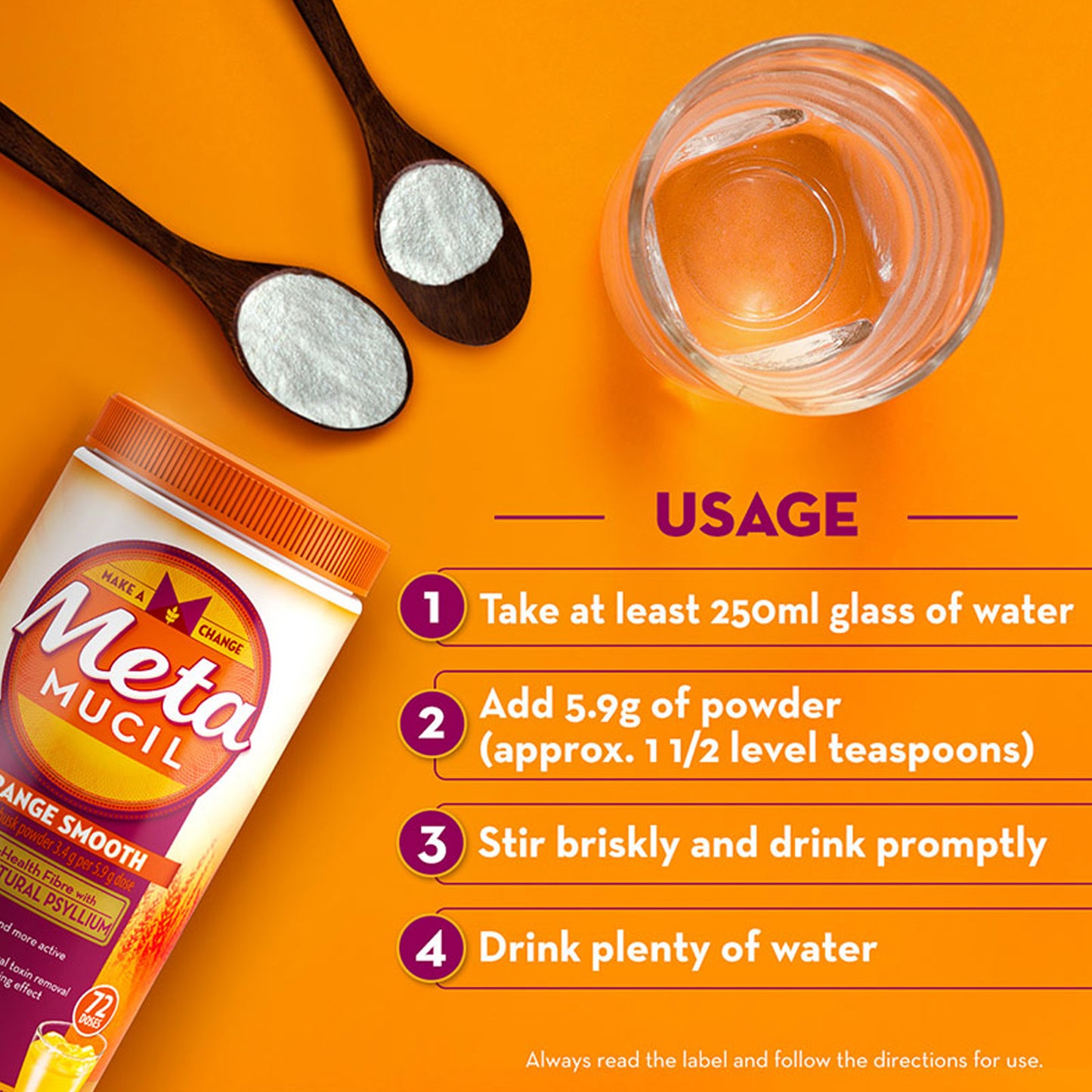 Metamucil Daily Supplement Orange Smooth Fibre Powder