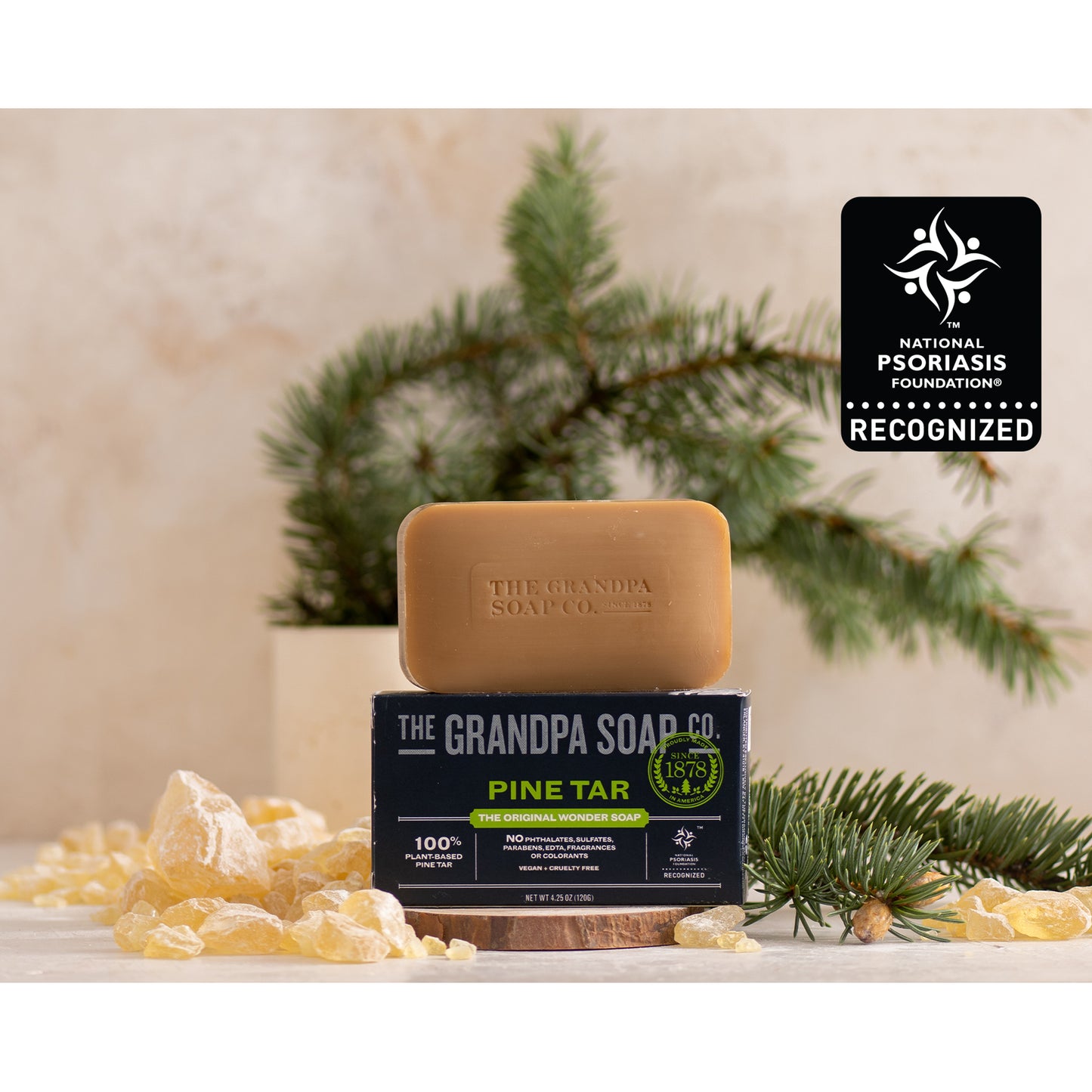 The Grandpa Soap Co Pine Tar Bar Soap The Original Wonder Soap 4.25 oz (120 g)