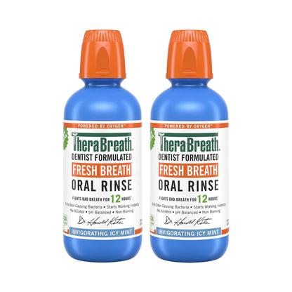 TheraBreath Oral Rinse Icy Mint Flavor 473 mL Pack of 2