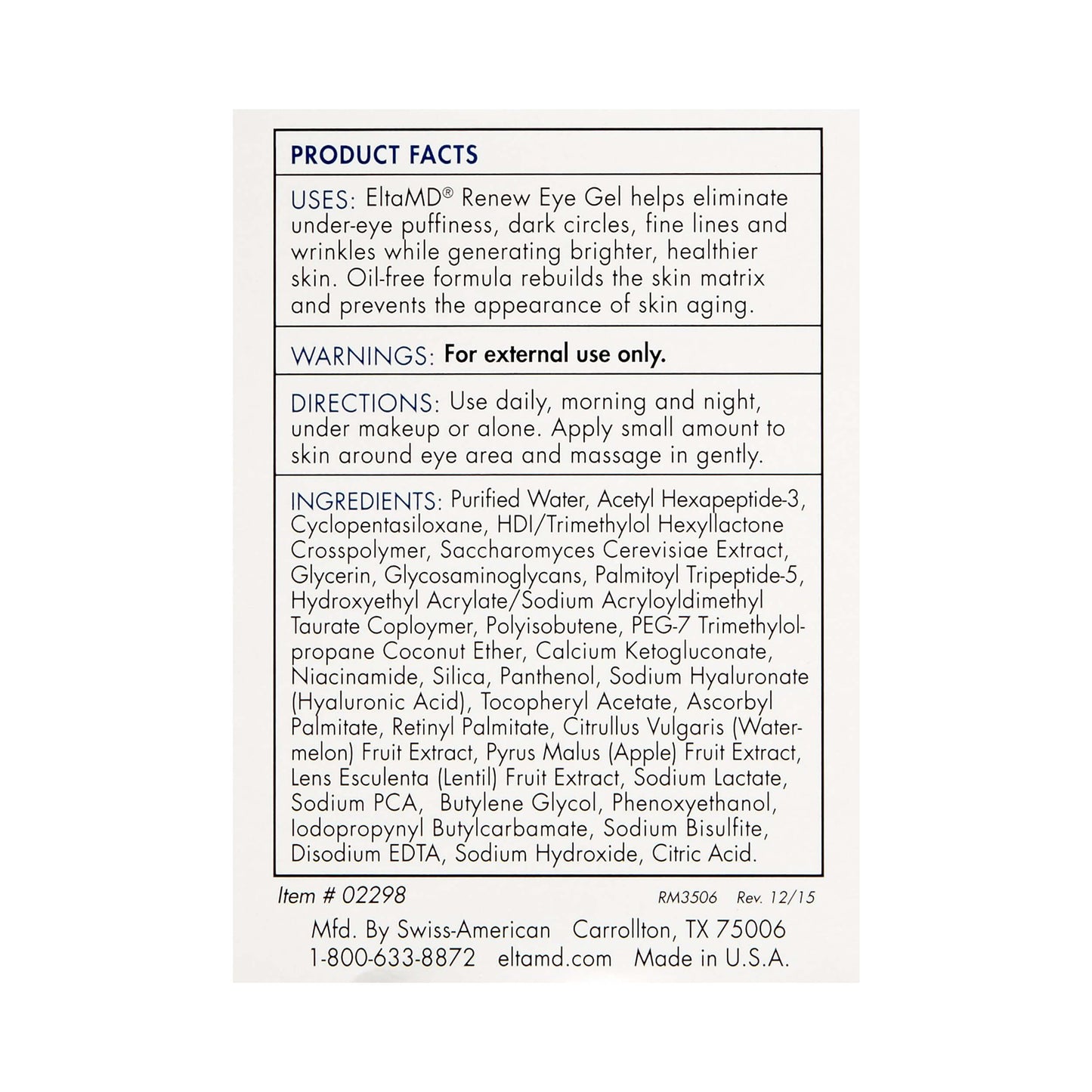 EltaMD Renew Eye Gel