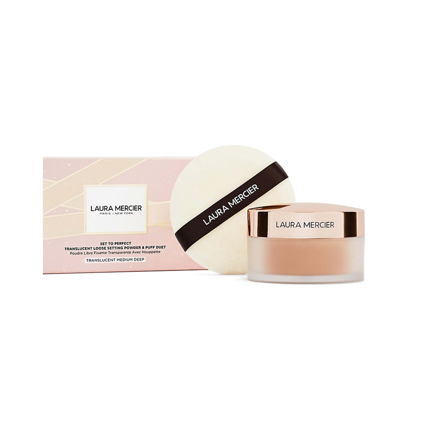 Laura Mercier Set To Perfect Translucent Medium Deep Loose Setting Powder & Puff Set Limited Edition