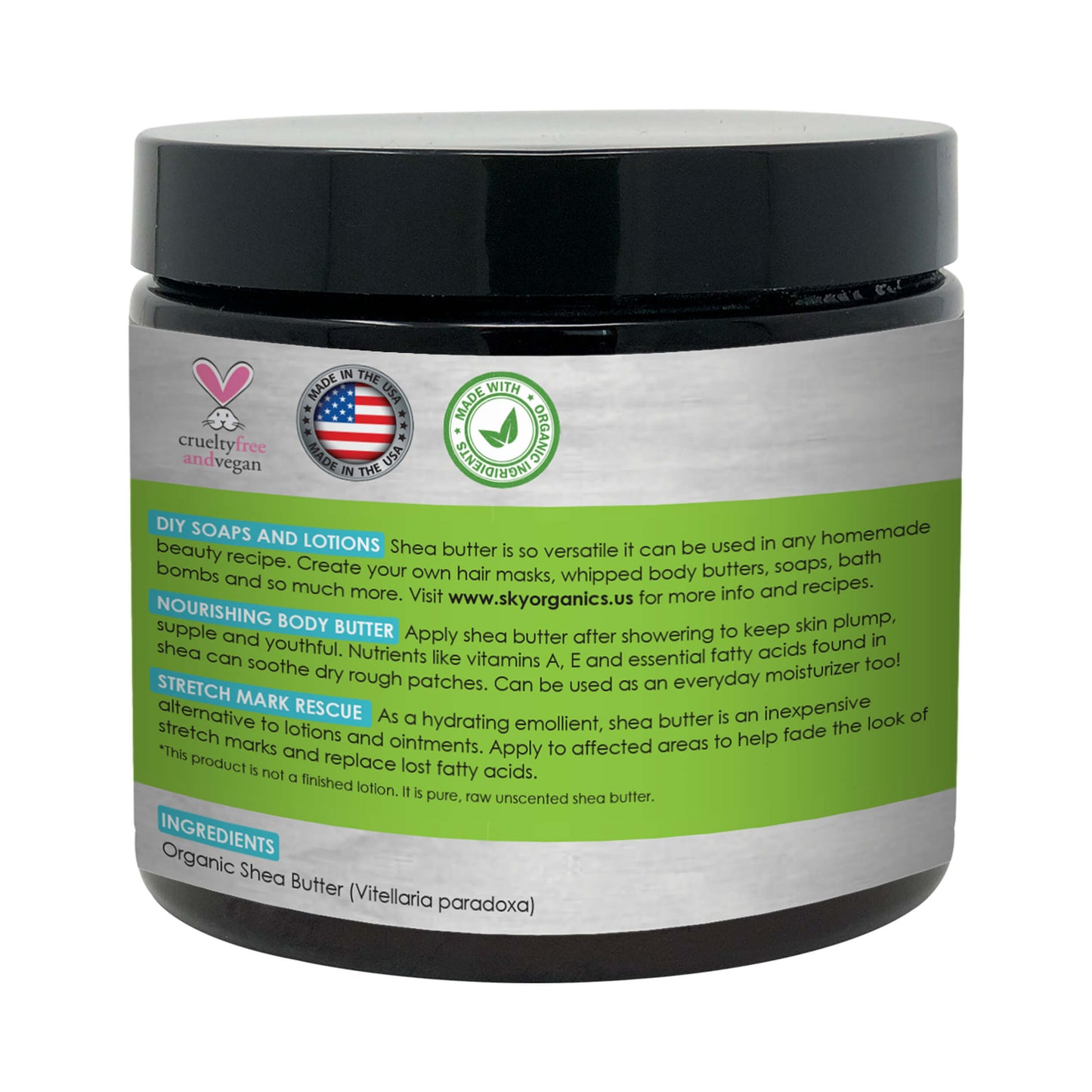 Sky Organics Shea Butter 100% Organic Unrefined Ivory 454g