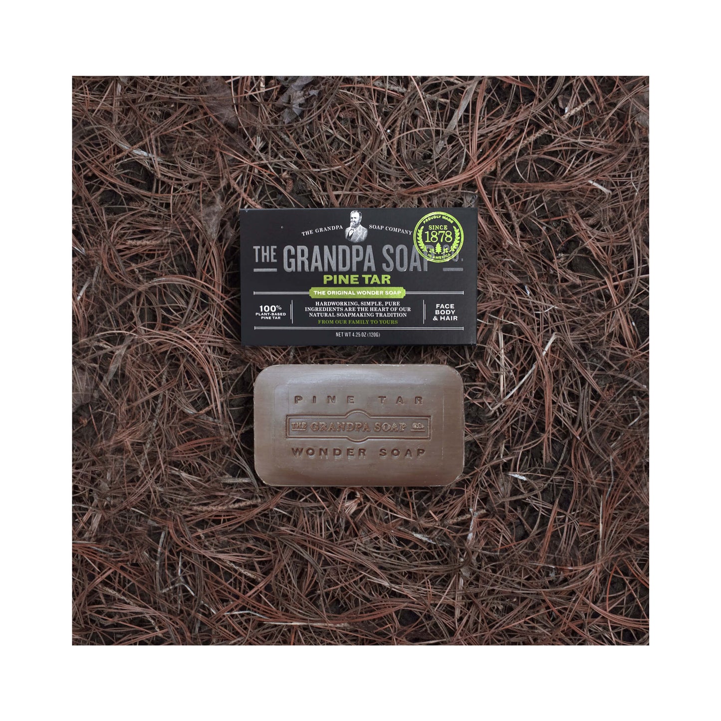 The Grandpa Soap Co Pine Tar Bar Soap The Original Wonder Soap 4.25 oz (120 g)