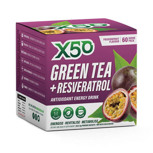 Tribeca Health X50 Green Tea Resveratrol Passionfruit 60 Serve