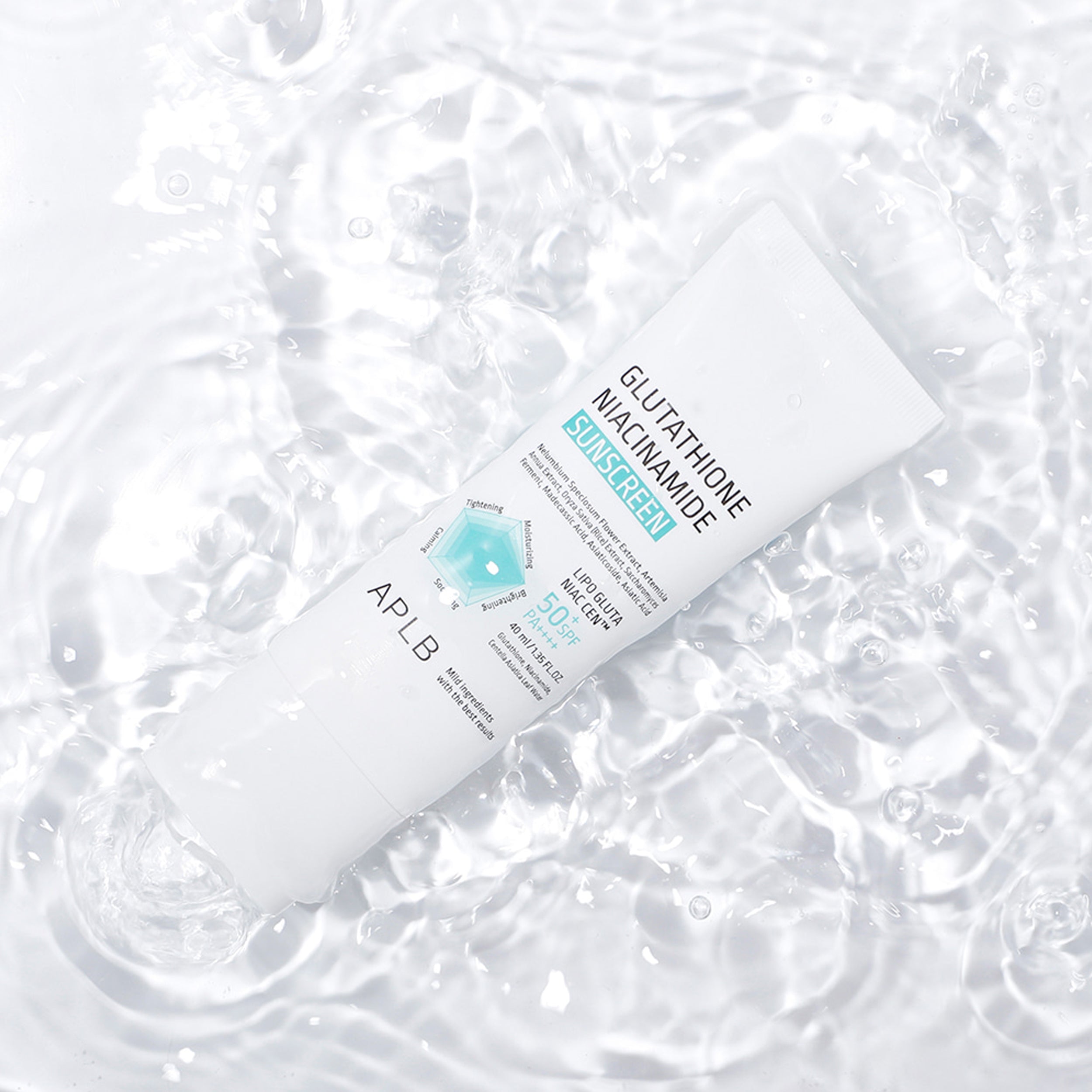 Skincare product with 'APLB' branding on a textured white background