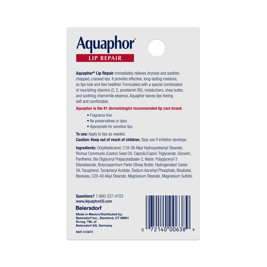 Aquaphor Lip Repair Ointment Immediate Relief Fragrance Free