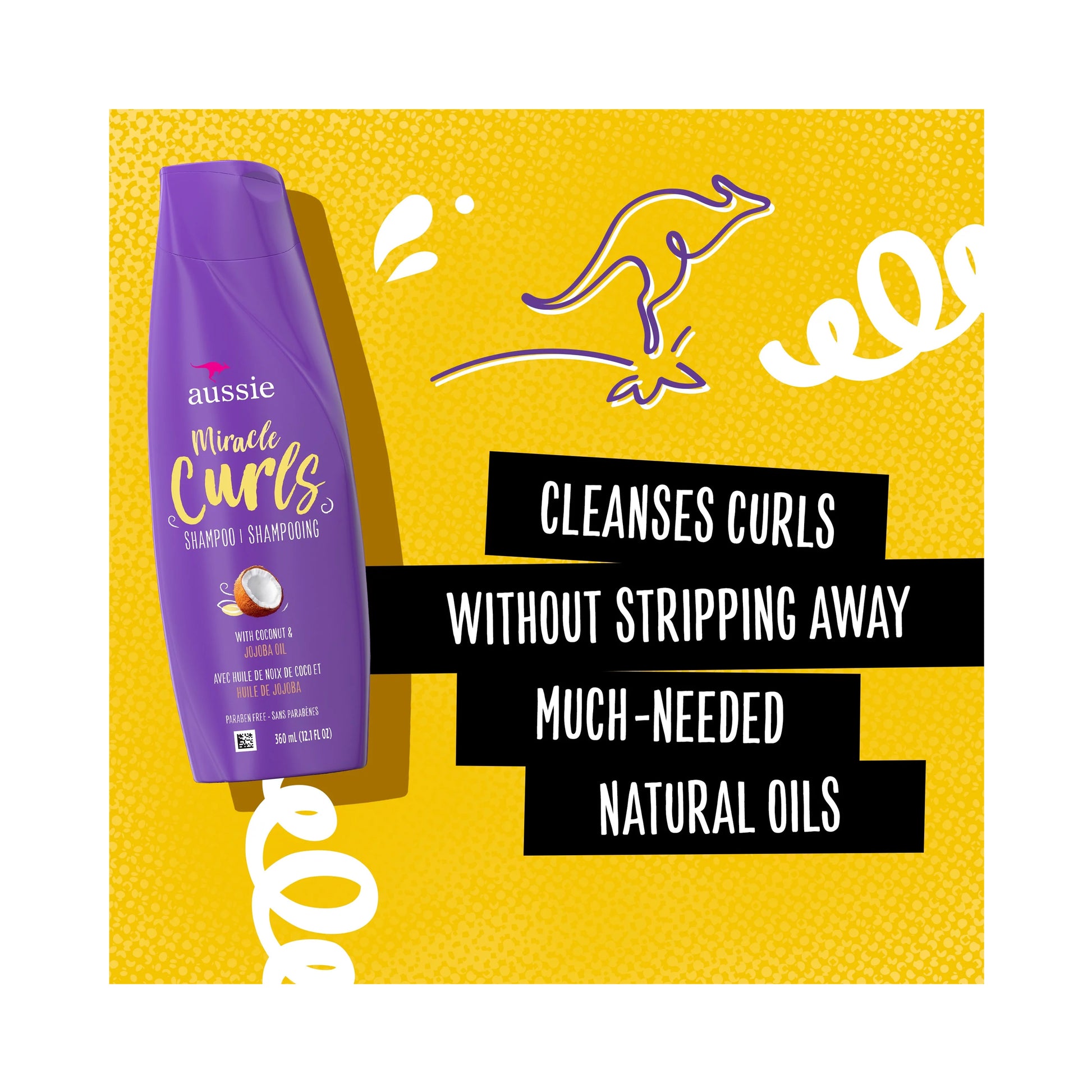 Aussie Miracle Curls Moisturizing Shampoo with Coconut Jojoba Oil 360 mL