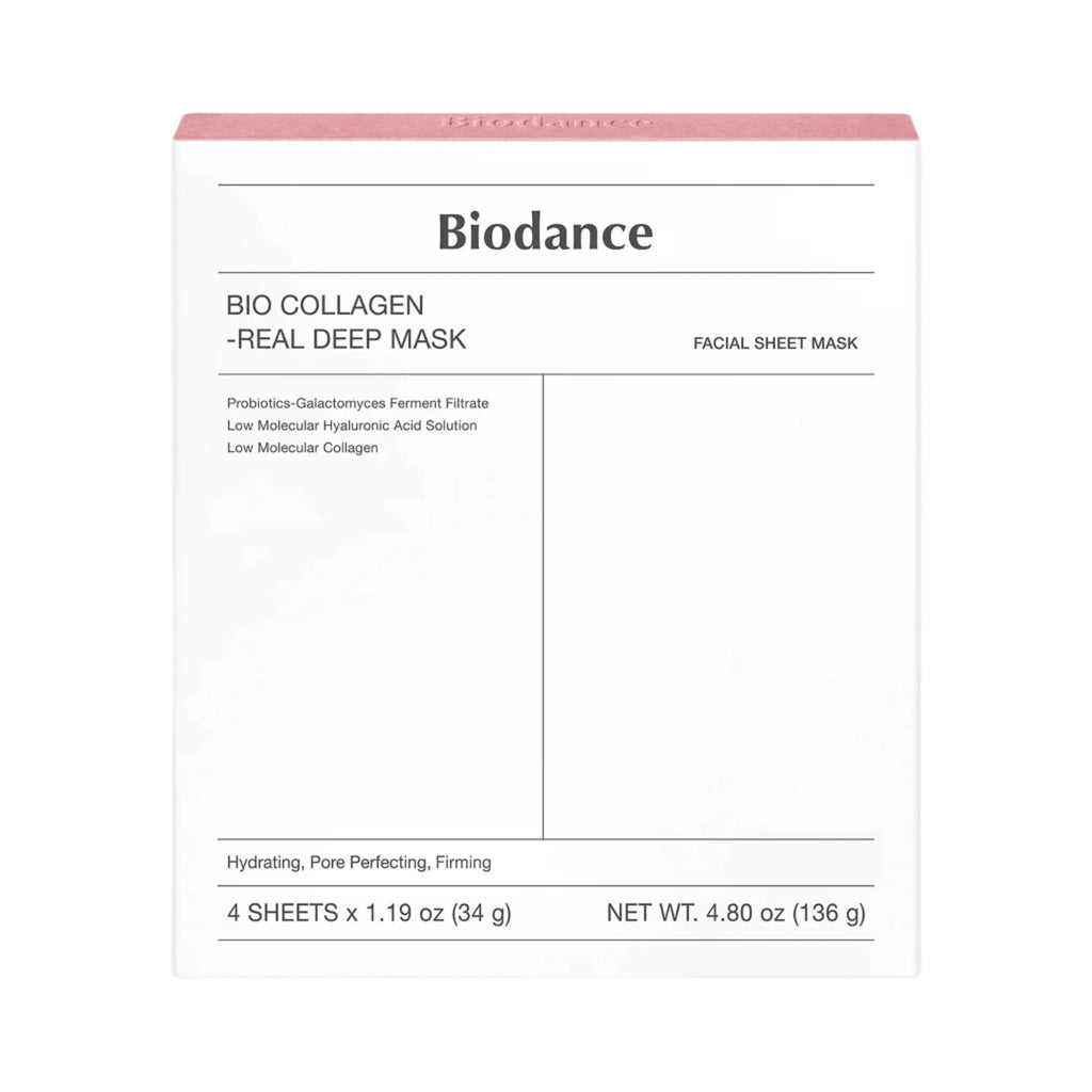Biodance Bio Collagen Real Deep Mask packaging on a beige background