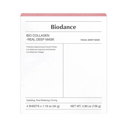 Biodance Bio Collagen Real Deep Mask packaging on a beige background