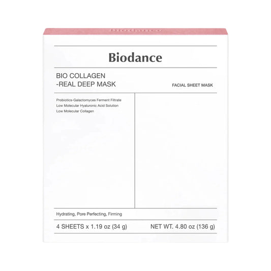 Biodance Bio Collagen Real Deep Mask packaging on a beige background