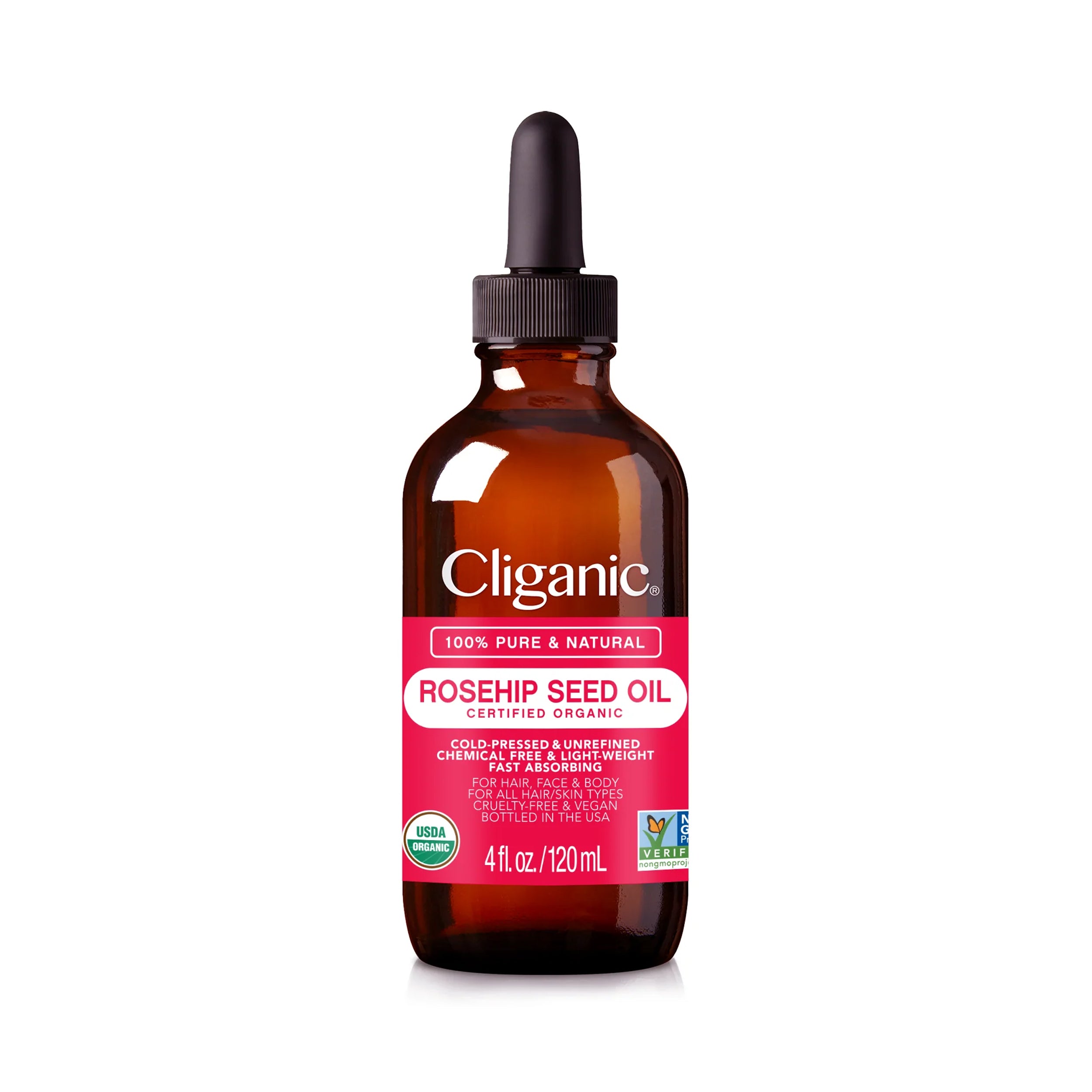 Cliganic 100% Pure Organic Rosehip Seed Oil 120 mL