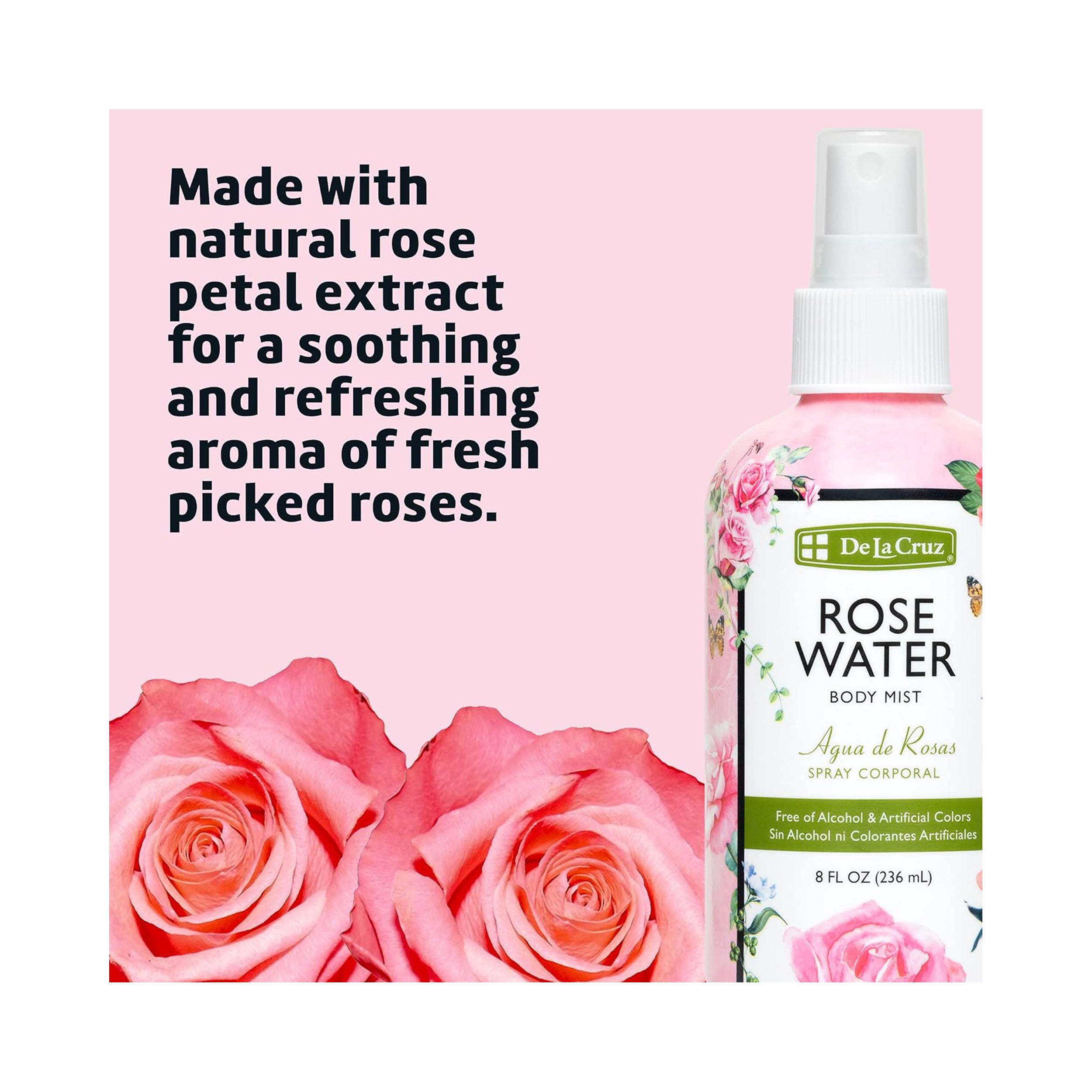 De La Cruz Rose Water Body Mist 236 mL