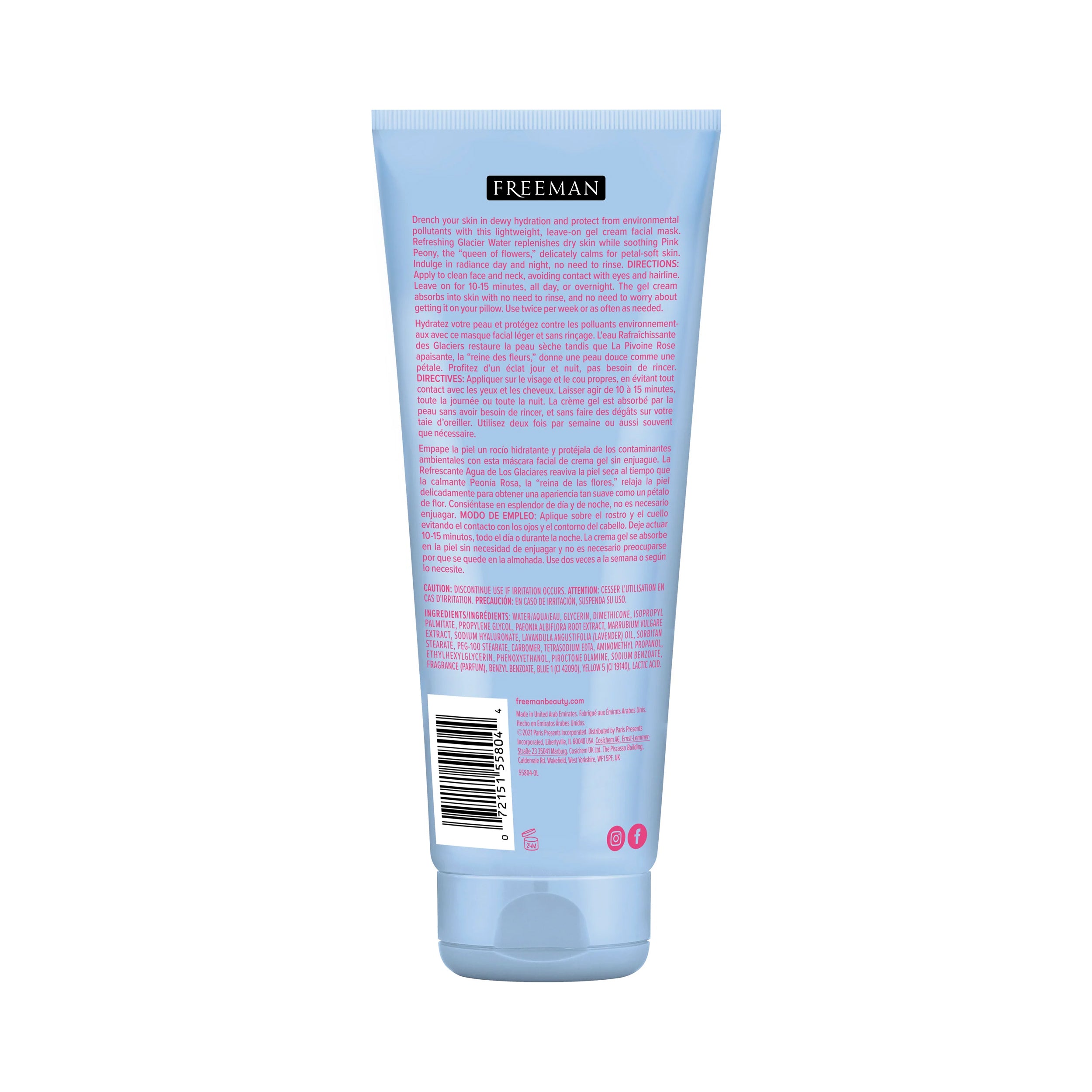 Freeman Beauty Hydrating Glacier Water Pink Peony Gel Cream Mask