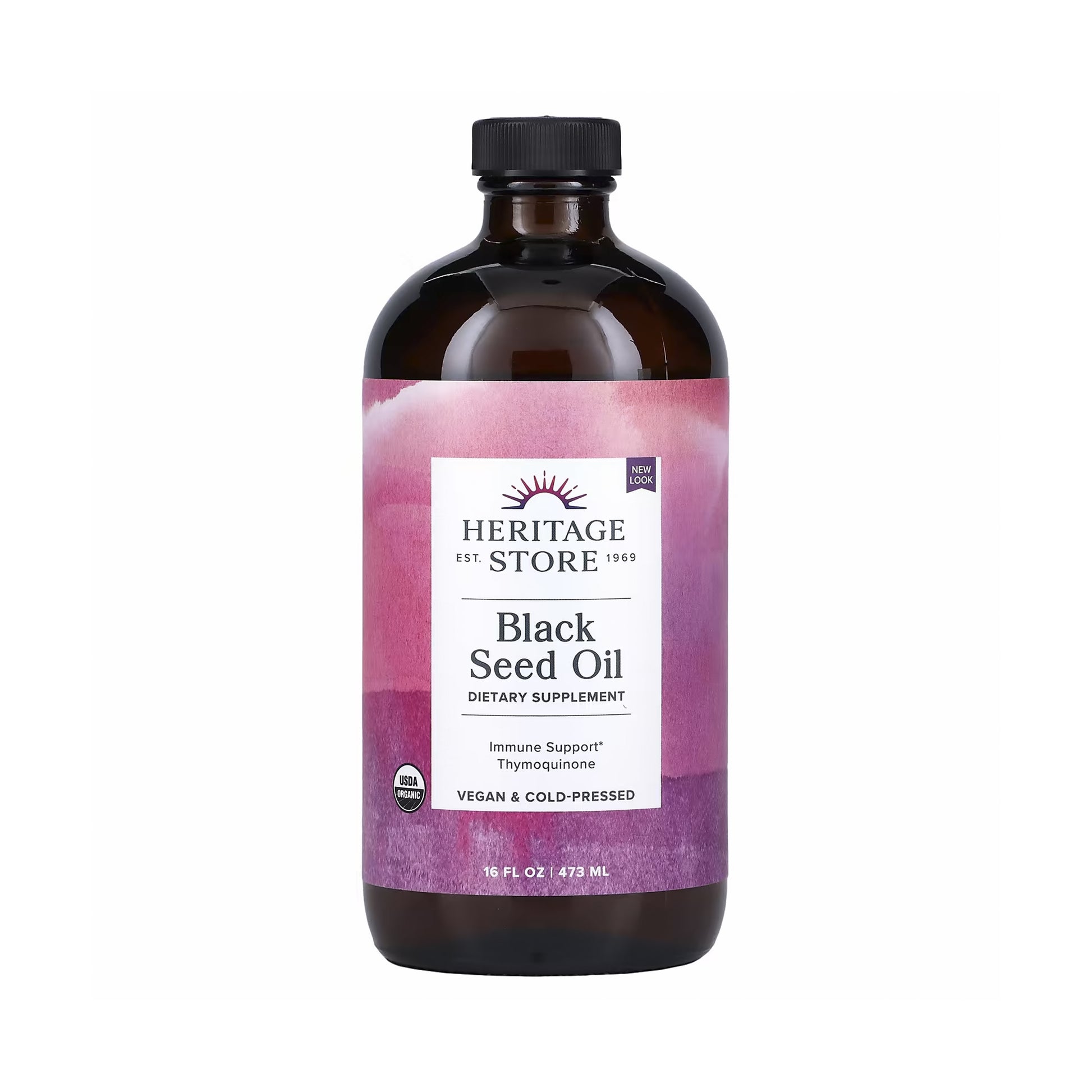 Heritage Store Black Seed Oil Organic Natural 473 mL