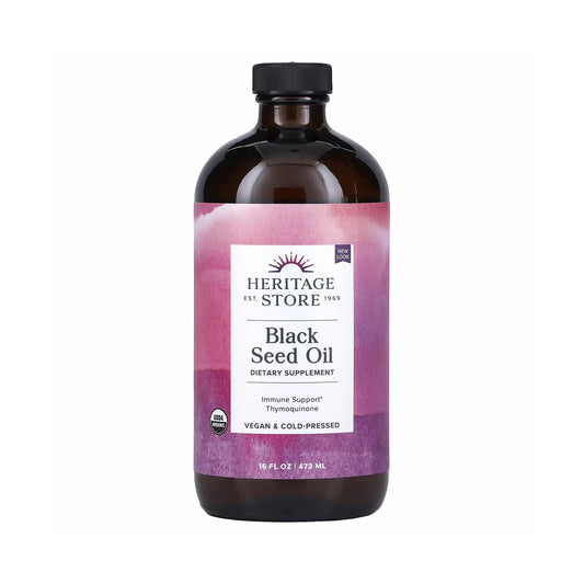 Heritage Store Black Seed Oil Organic Natural 473 mL