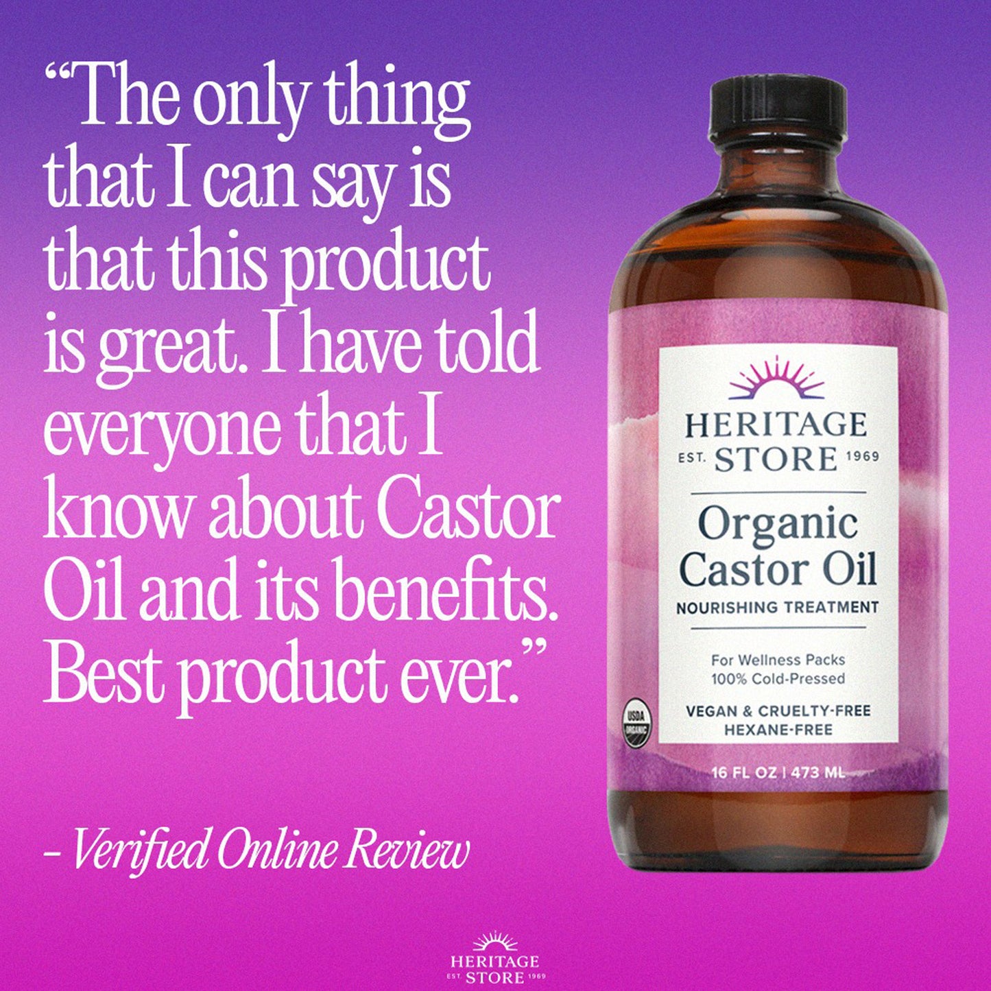 Heritage Store Organic Castor Oil Cold Pressed Hexane Free 480 mL Review