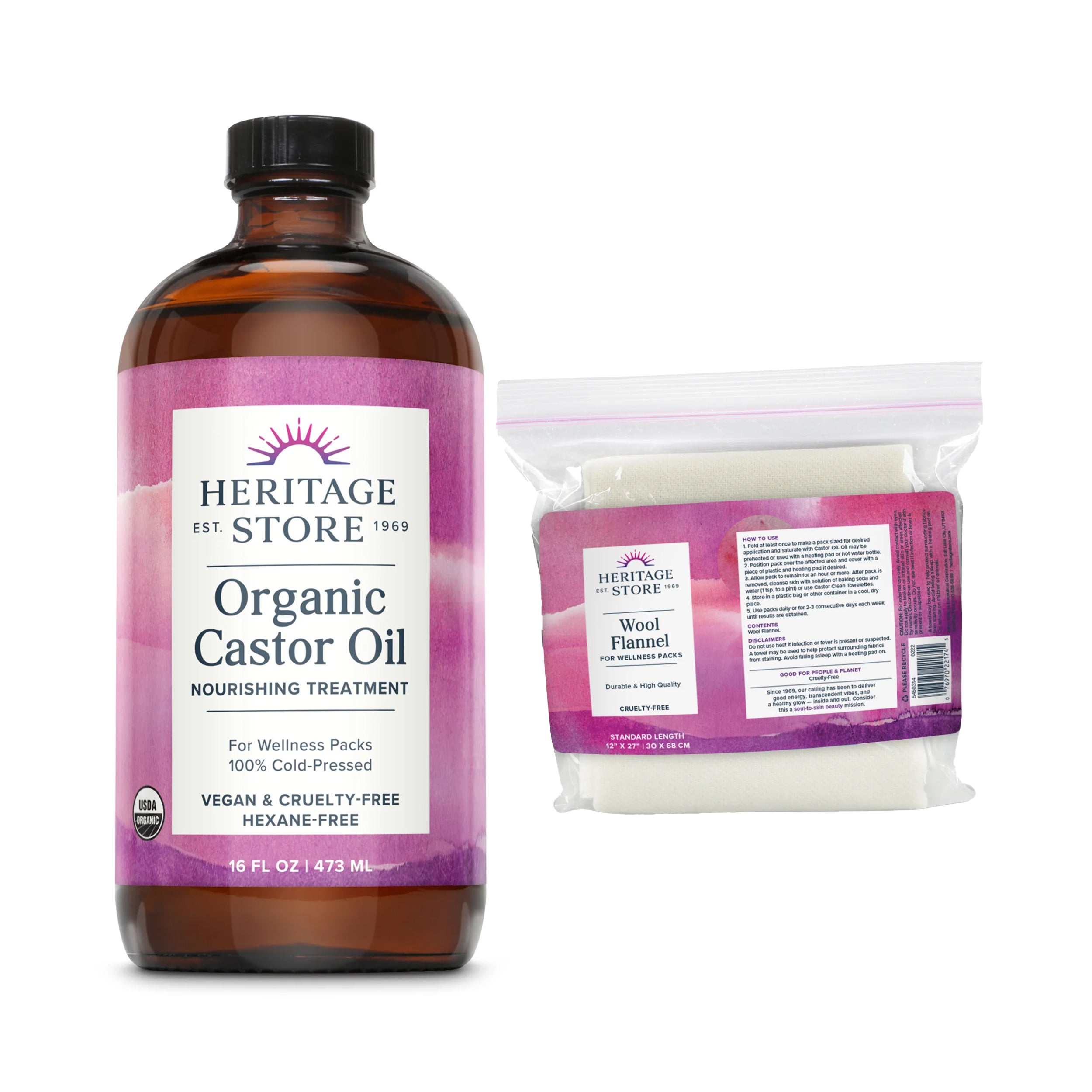 Heritage Store Organic Castor Oil Wool Flannel Bundle