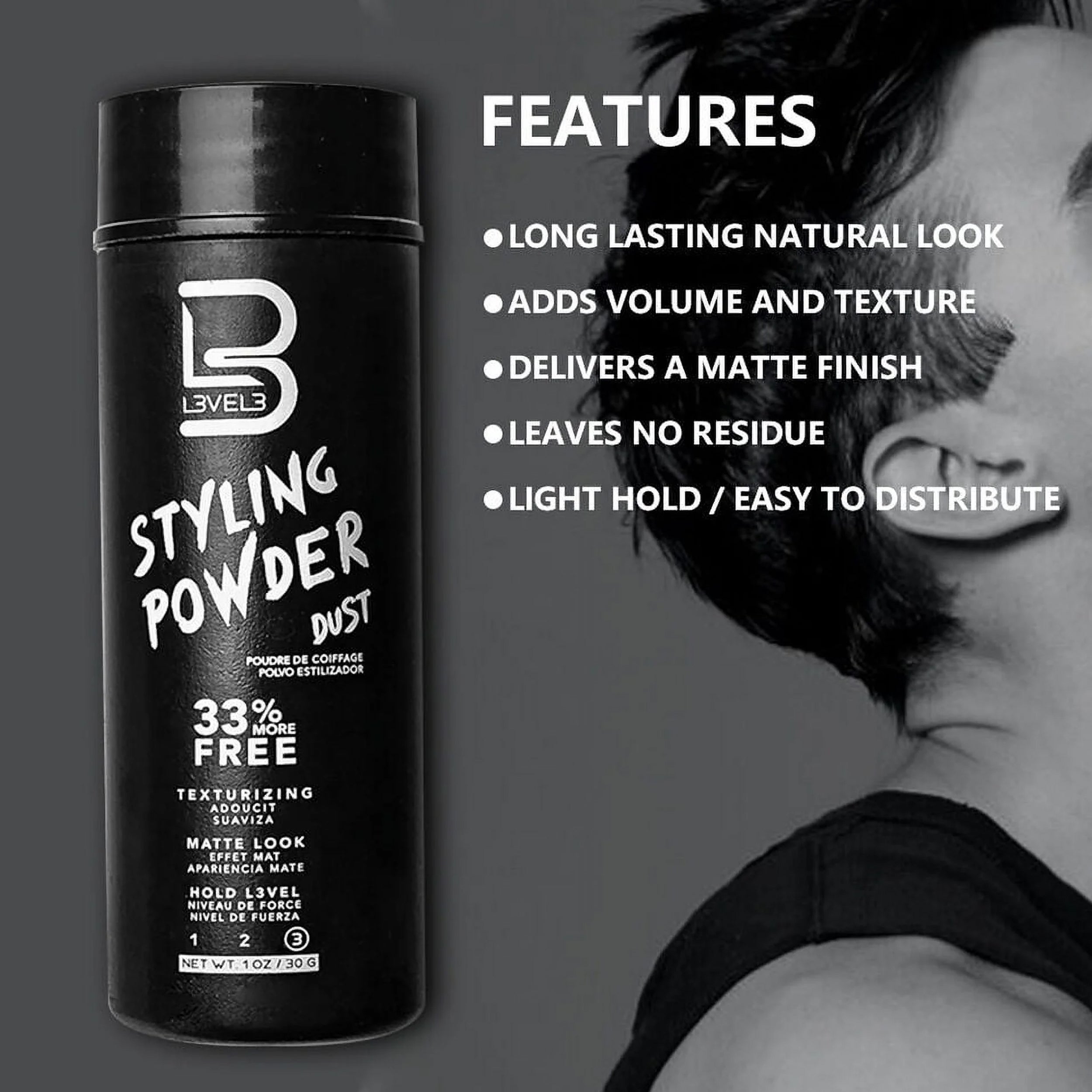 L3VEL3 Styling Powder Dust Natural Look Mens Powder 30 g