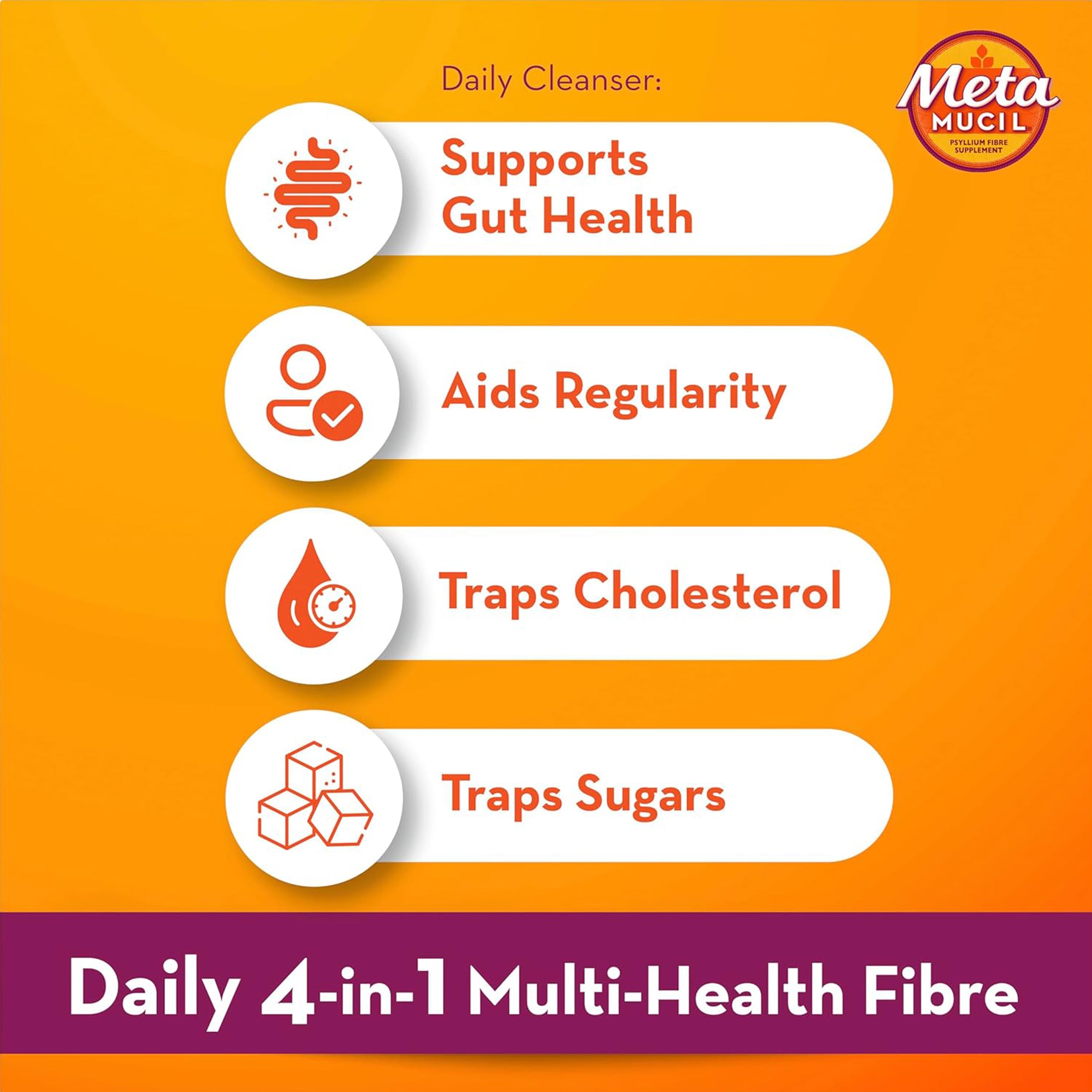 Metamucil Daily Supplement Orange Smooth Fibre Powder 673g