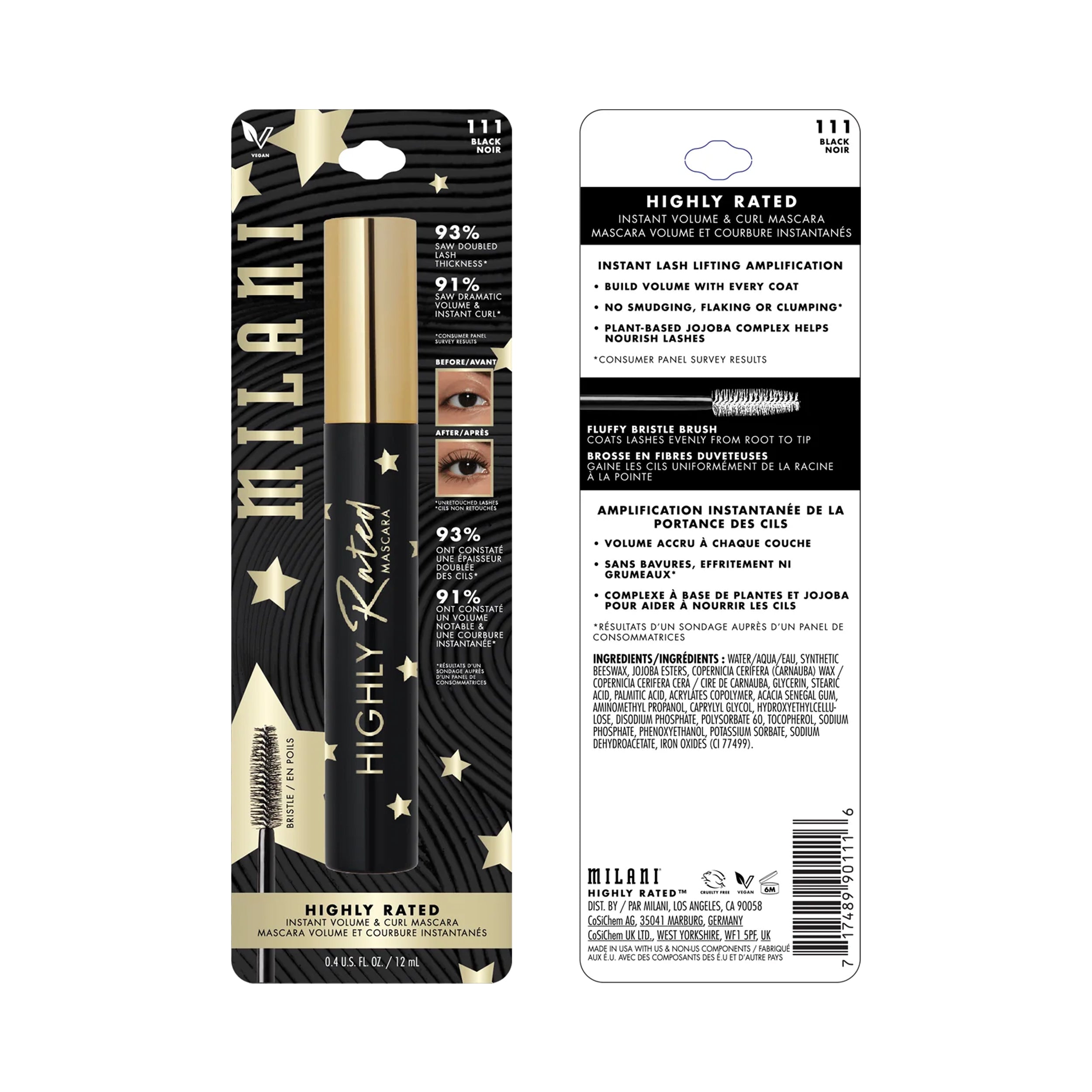 Milani Cosmetics Highly Rated 10-in-1 Volume Mascara 12 mL