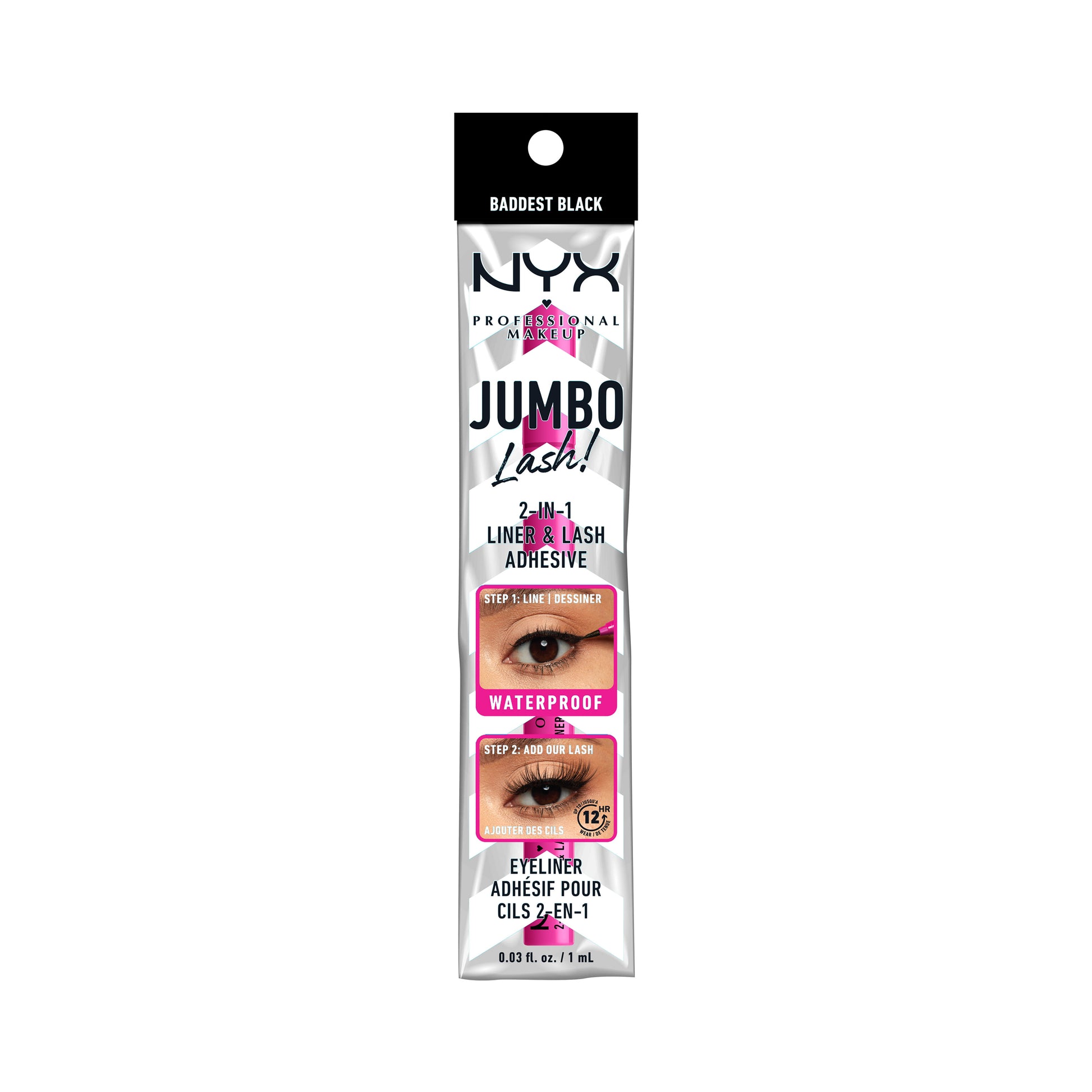 NYX Cosmetics Professional Makeup - Jumbo Lash! 2-in-1 Liner Lash Adhesive Baddest Black 1 mL