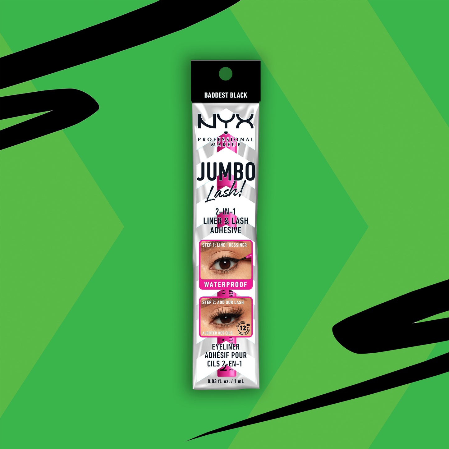 NYX Cosmetics Professional Makeup - Jumbo Lash! 2-in-1 Liner Lash Adhesive Baddest Black 1 mL