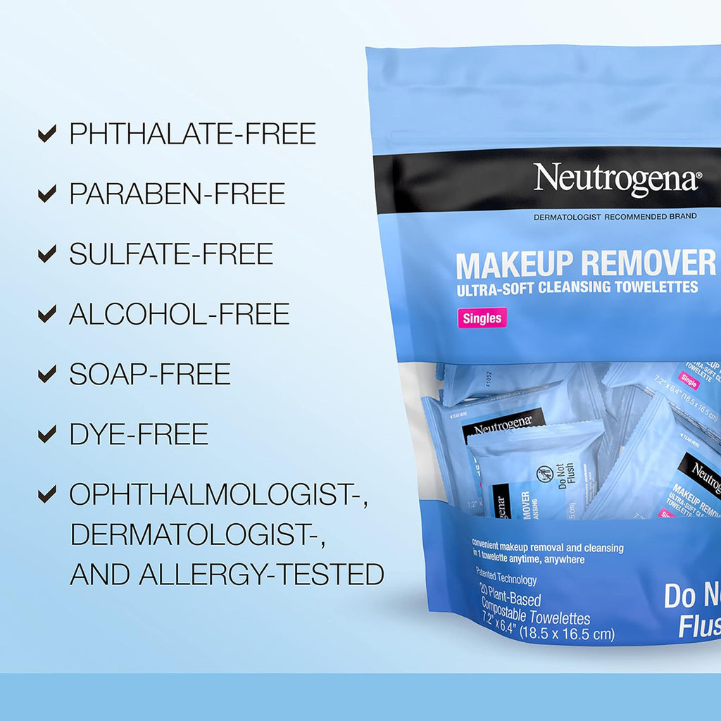 Neutrogena Makeup Remover Ultra-Soft Cleansing Towelettes 20 Ct