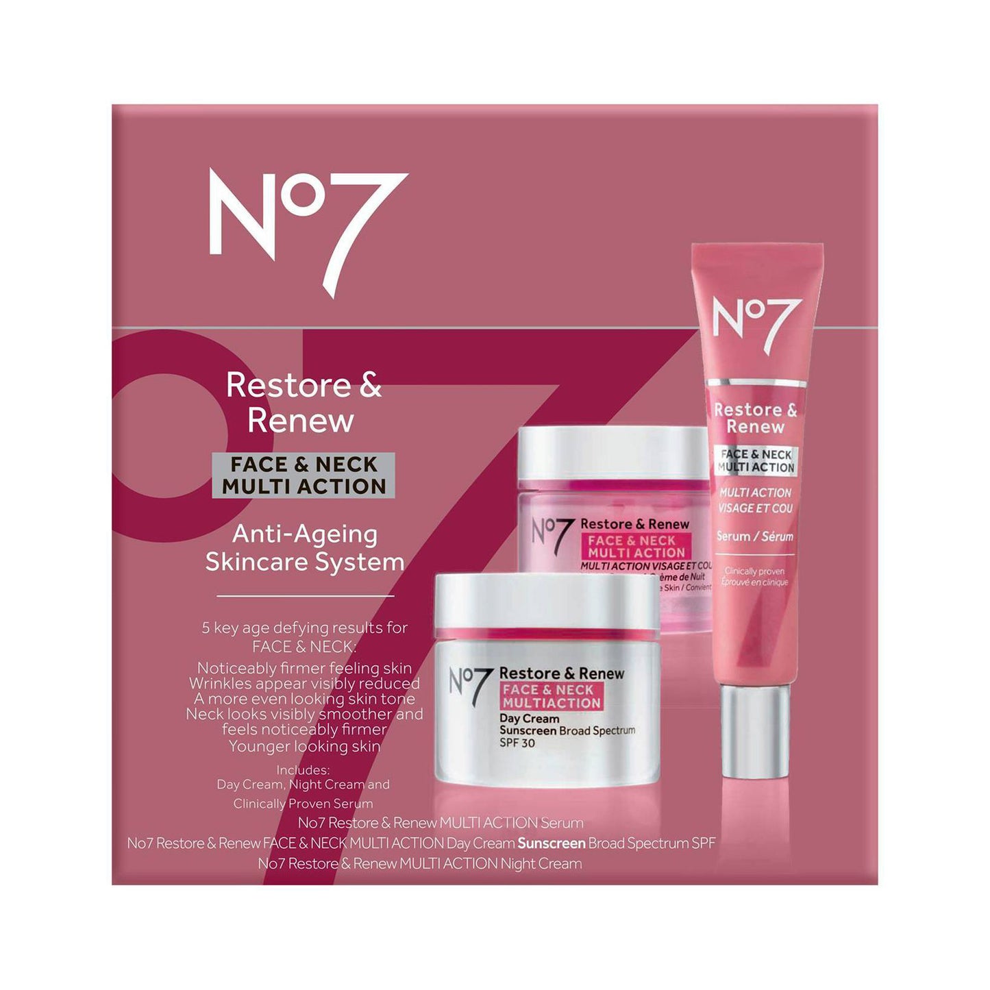 No7 Restore Renew Face Neck Multi Action Skincare System