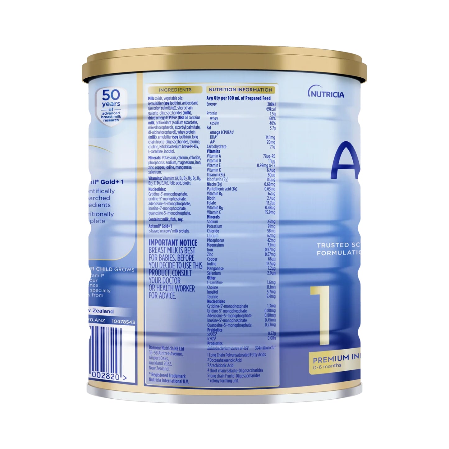 Nutricia Aptamil Gold+ 1 Premium Infant Formula 0-6 Months 900g
