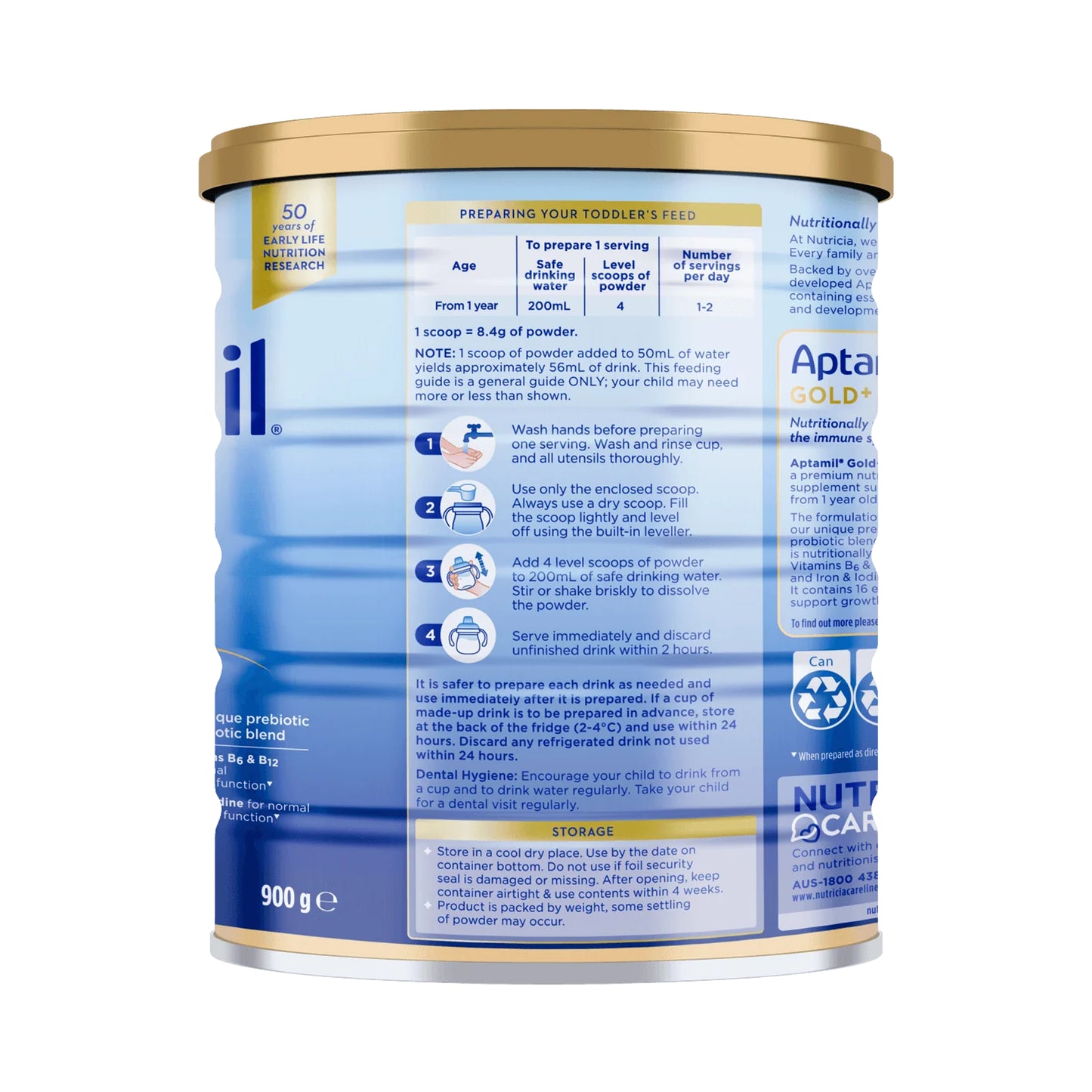 Nutricia Aptamil Gold+ 3 - Premium Toddler Nutritional Supplement From 1 Year 900g