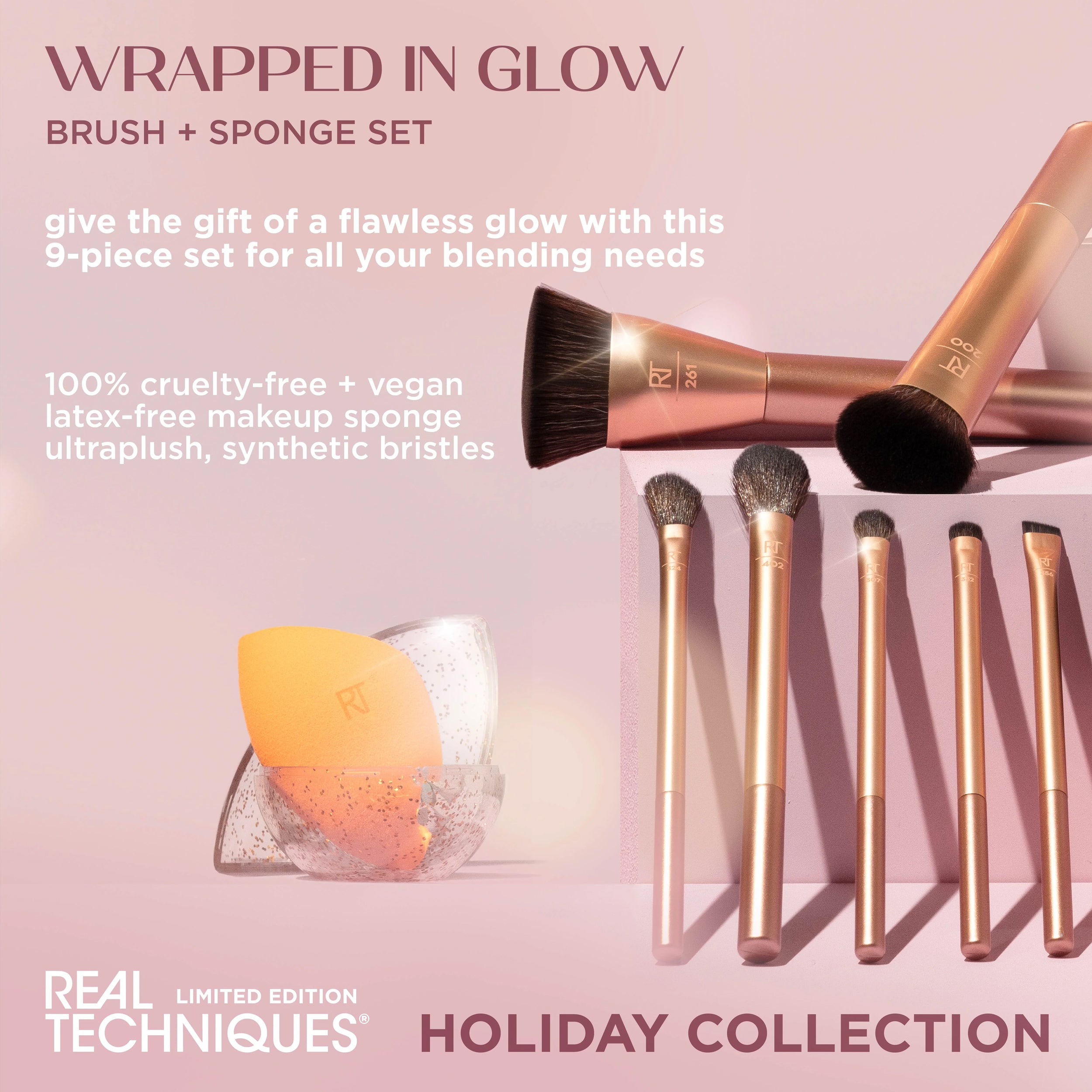 Real Techniques Wrapped In Glow Brush Sponge Set