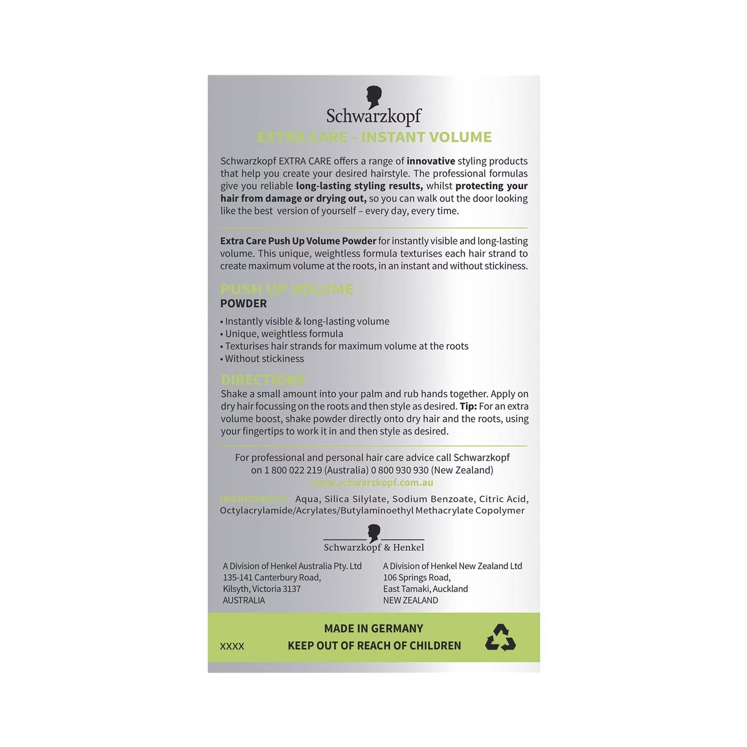 Schwarzkopf Extra Care Push Up Volume Styling Powder 10g