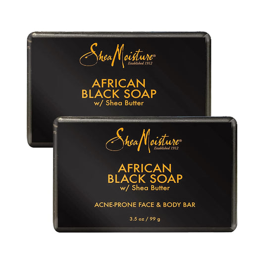 Shea Moisture African Black Soap Bar with Shea Butter 99 g Pack of 2