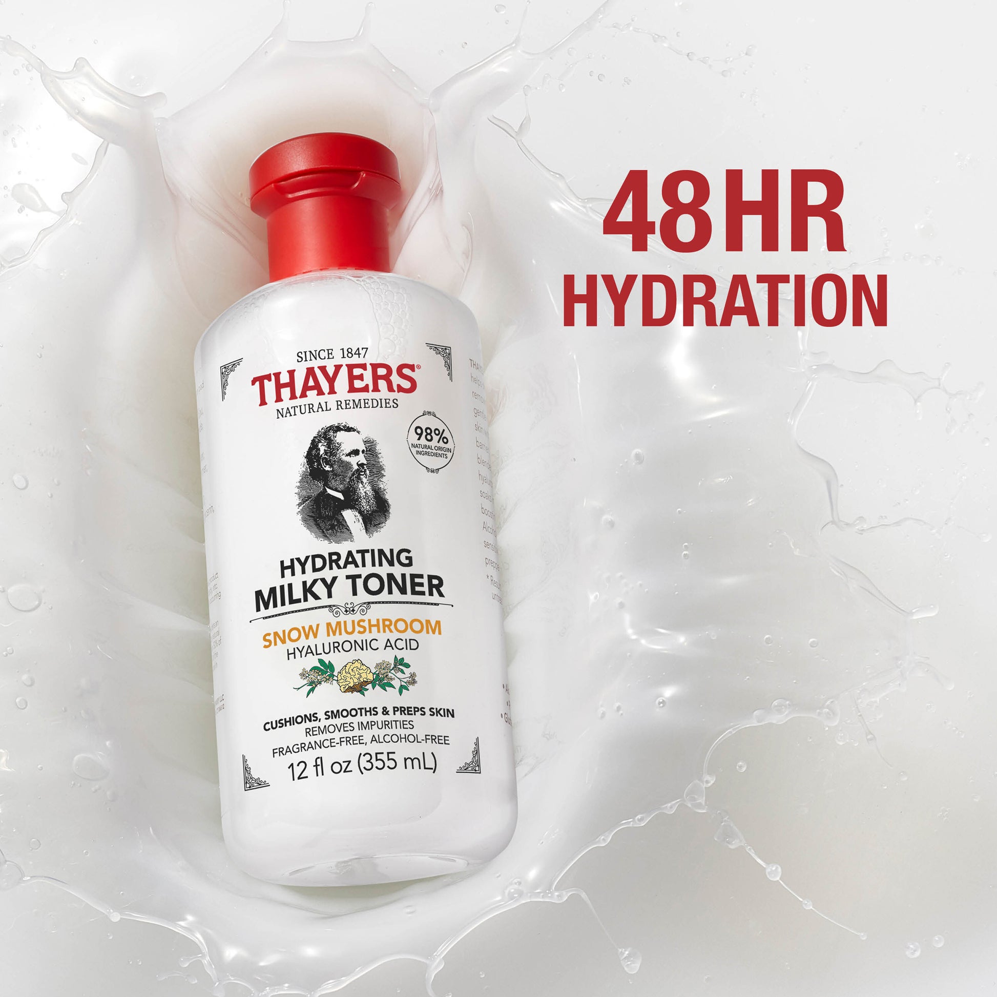 Thayers Hydrating Milky Face Toner Snow Mushroom Hyaluronic Acid Skin Care 355 mL