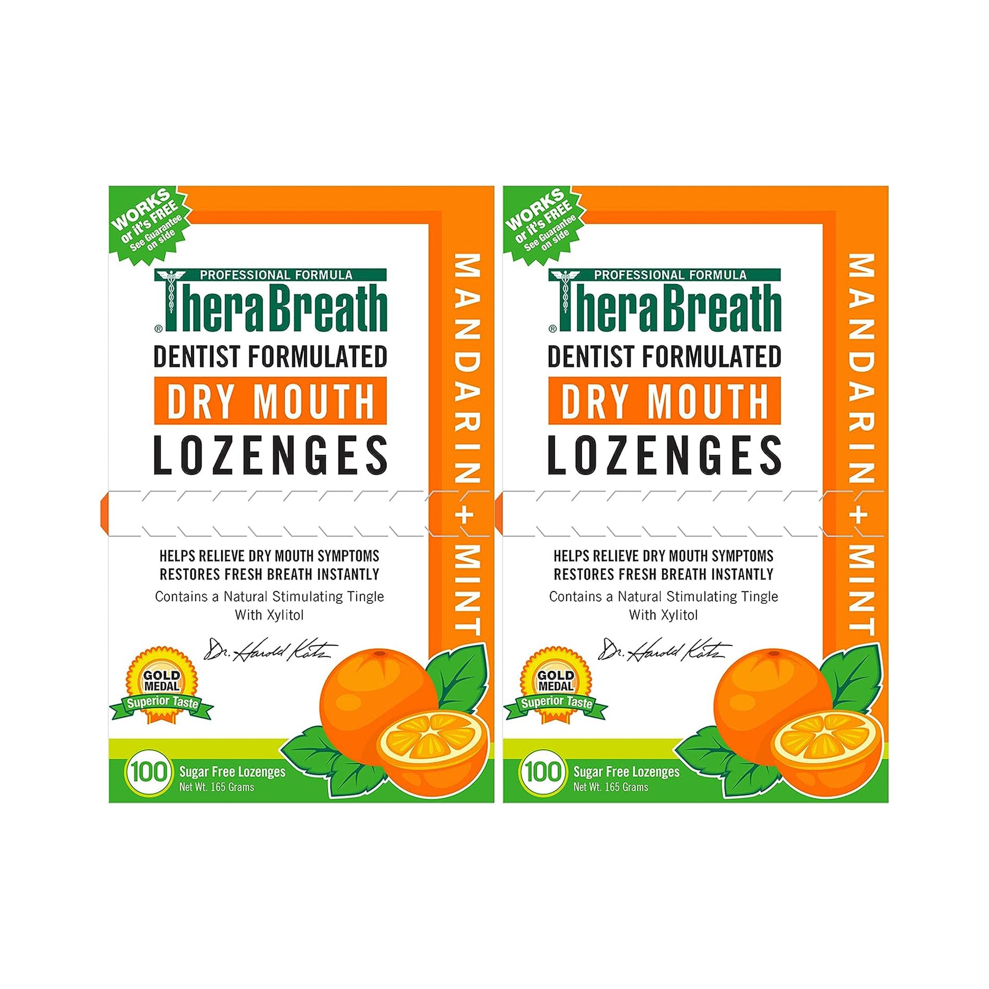 TheraBreath Dry Mouth Lozenges Mandarin Mint 100 Lozenges Pack Of 2