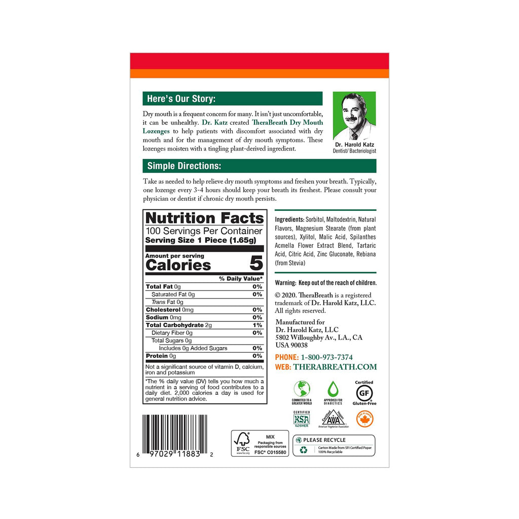 TheraBreath Dry Mouth Lozenges Tart Berry 100 Lozenges