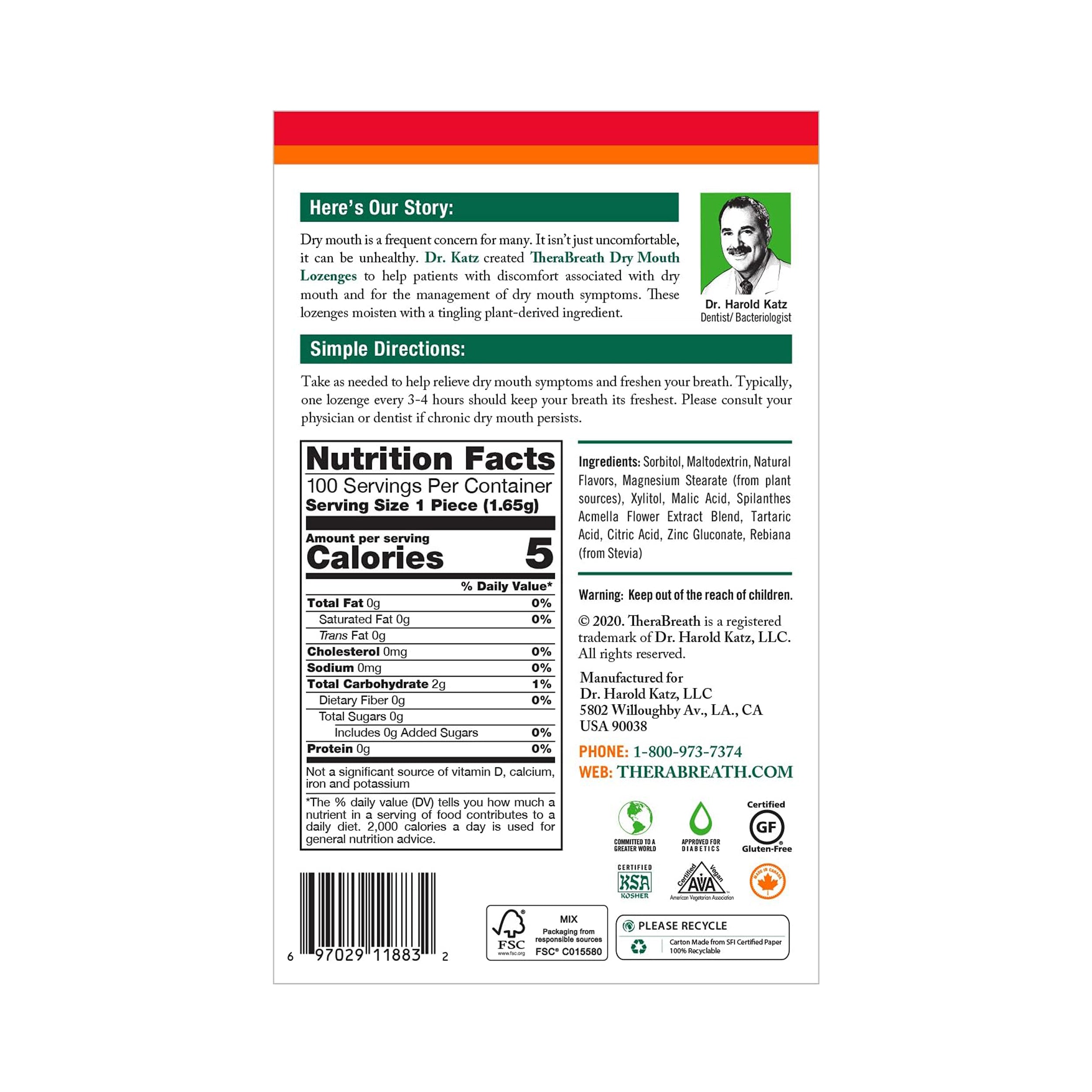 TheraBreath Dry Mouth Lozenges Tart Berry 100 Lozenges