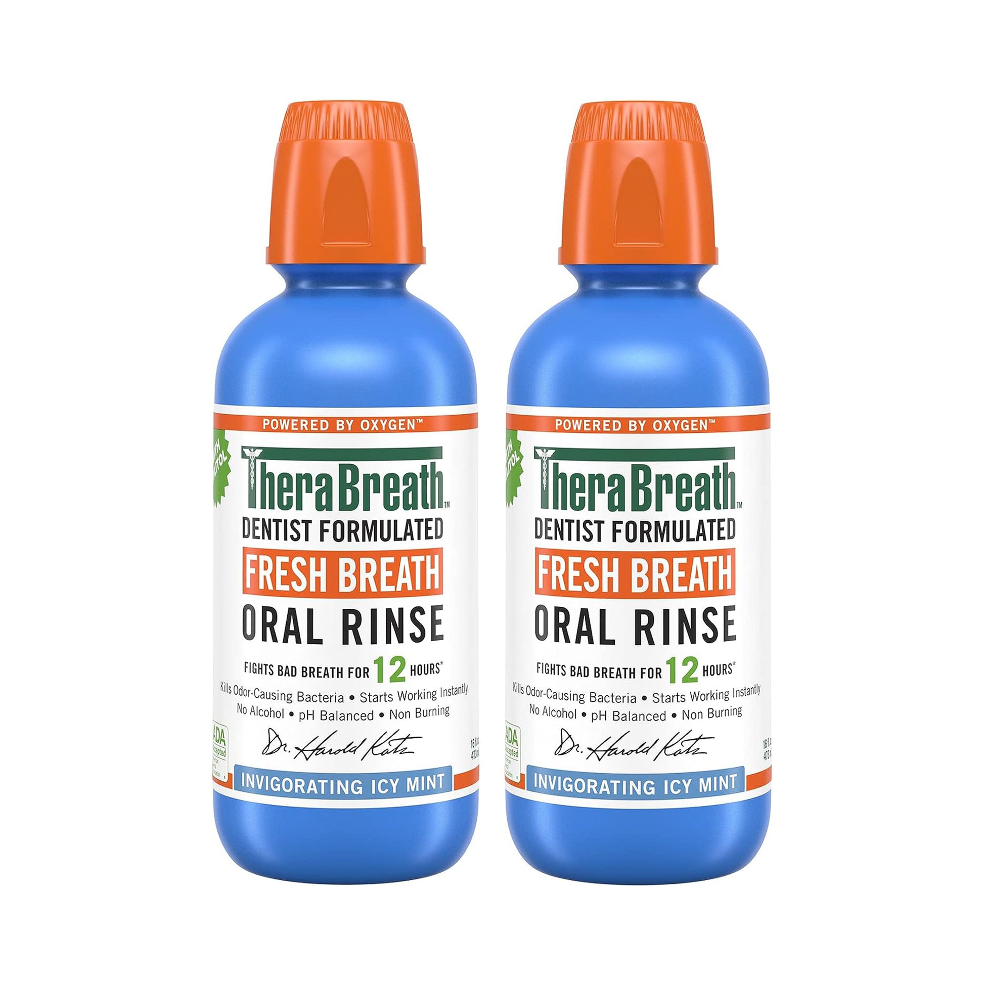 TheraBreath Oral Rinse Icy Mint Flavor 473 mL Pack of 2