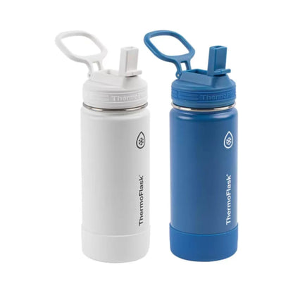Thermoflask Kids Water Bottle - Two Pack with Straw Lid Blueberry White 474 mL