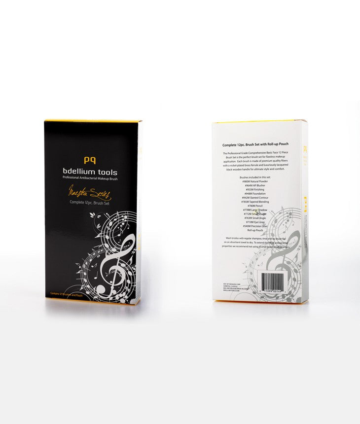 BDellium Tools Maestro Complete 12pc Brush Set with Roll-up Pouch