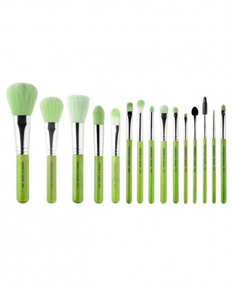 BDellium Tools Green Bambu Complete 15pc. Brush Set with Roll-up Pouch
