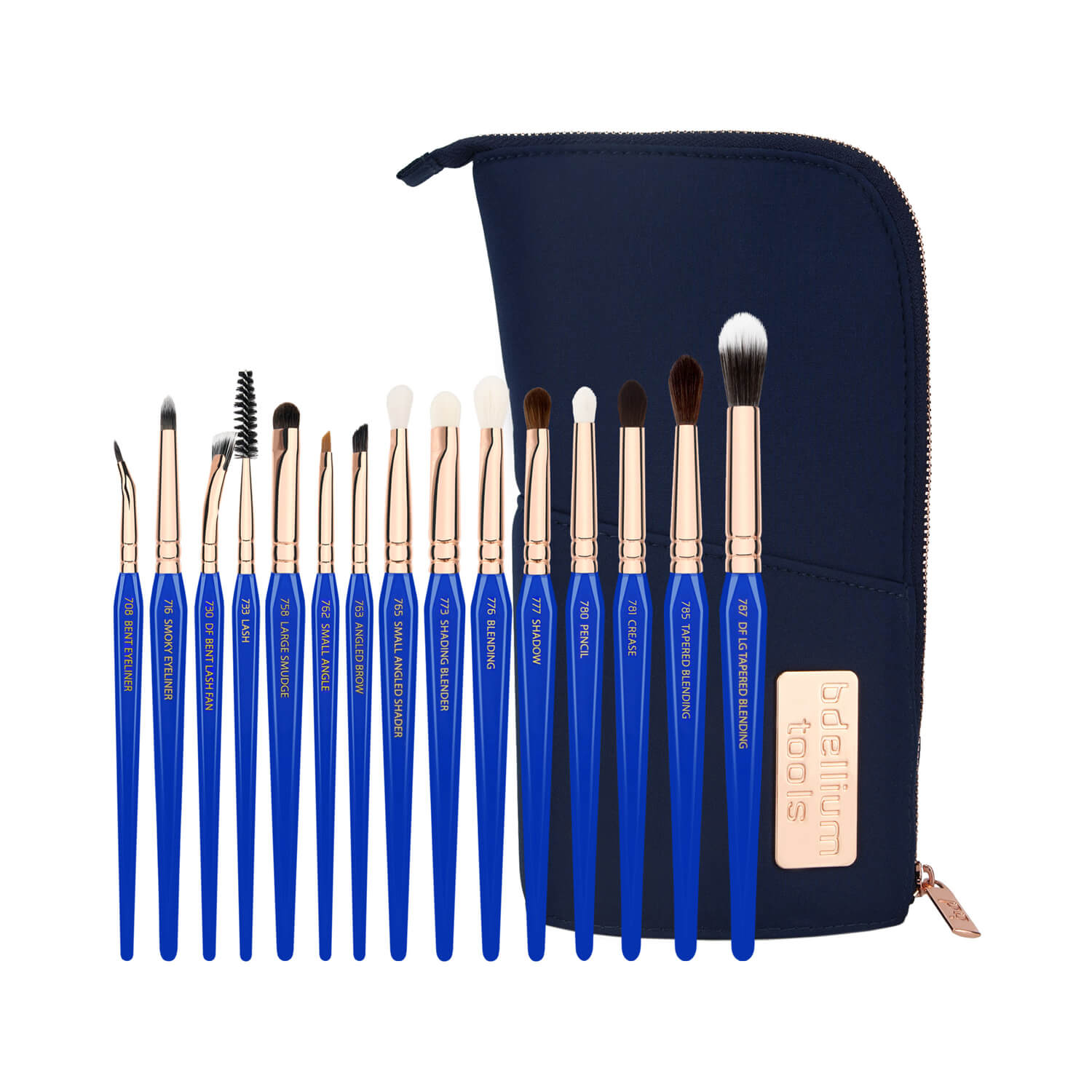 BDellium Tools Golden Triangle Eyes Only Complete 15pc Brush Set With Pouch