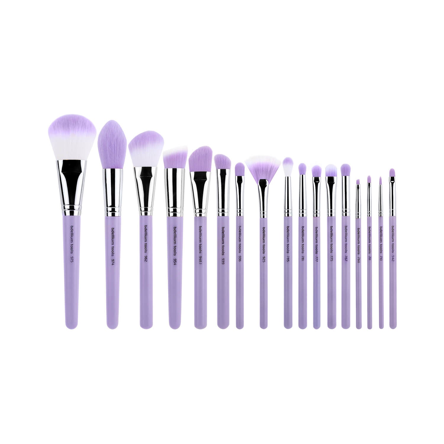 BDellium Tools Purple Bambu Precision 17pc. Brush Set without Roll-up Pouch