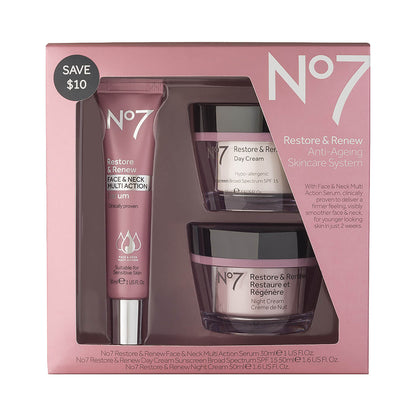 Boots No7 Restore Renew Face Neck Multi Action Skincare System