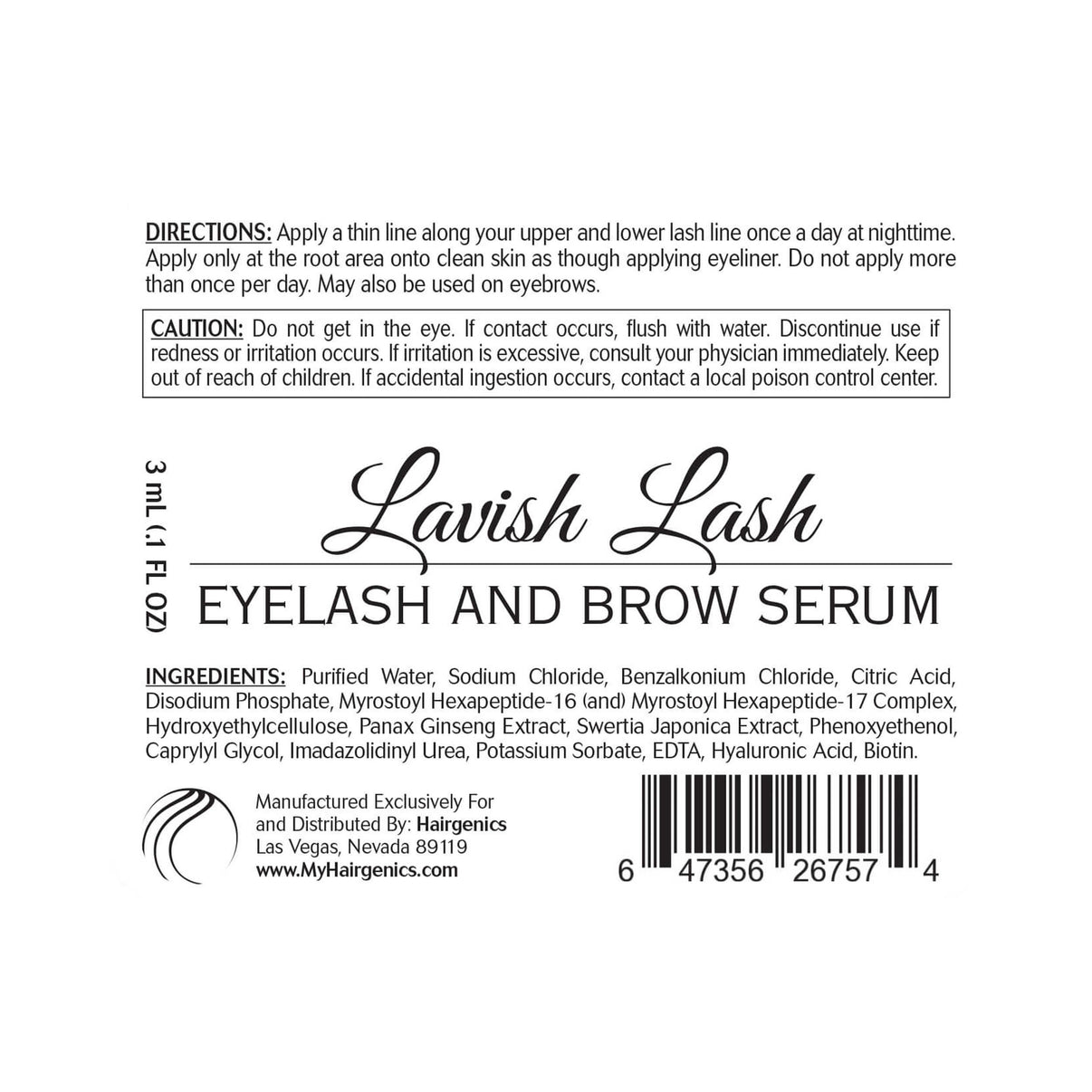 Hairgenics Pronexa Lavish Lash Eyelash Growth Enhancer & Brow Serum with Biotin & Natural