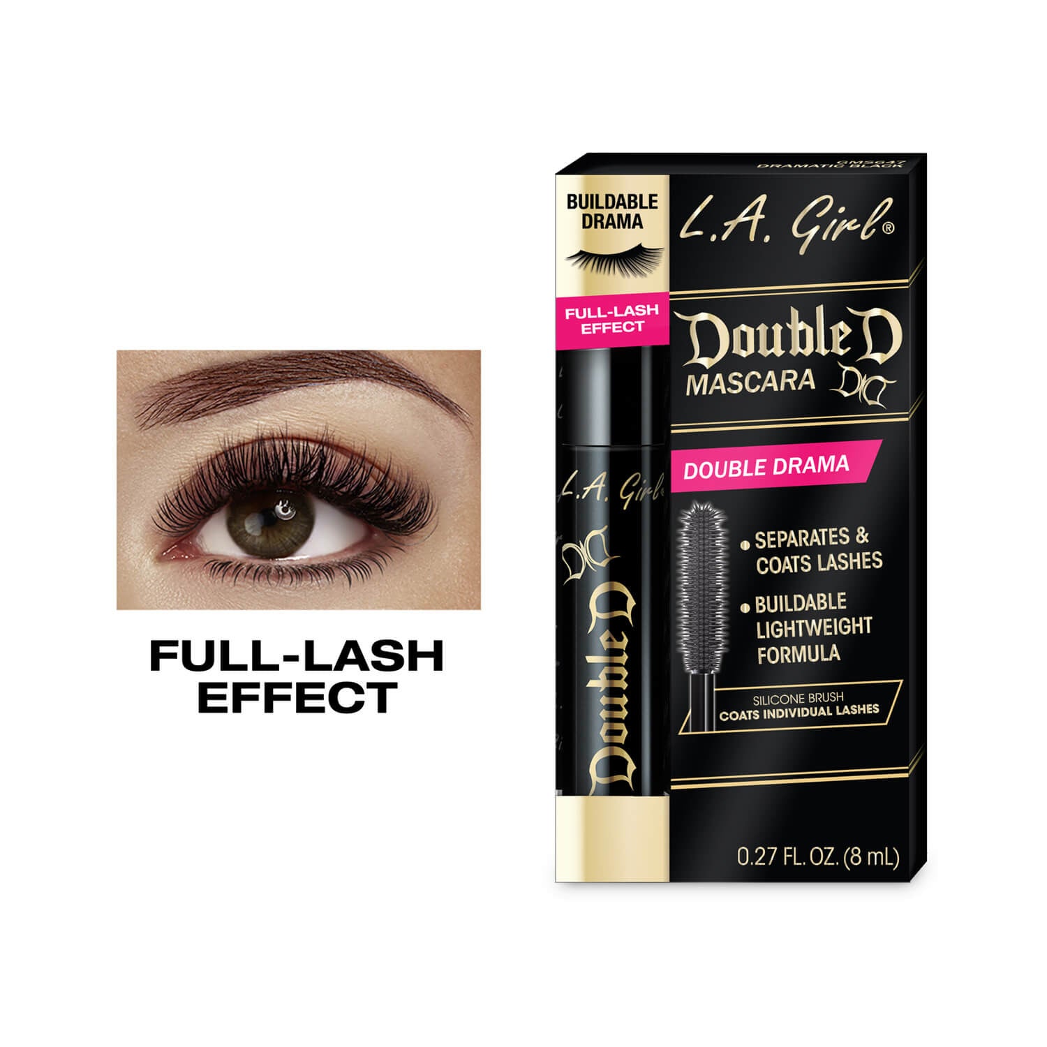 LA Girl Double D Mascara Dramatic Black GMS647 Alt