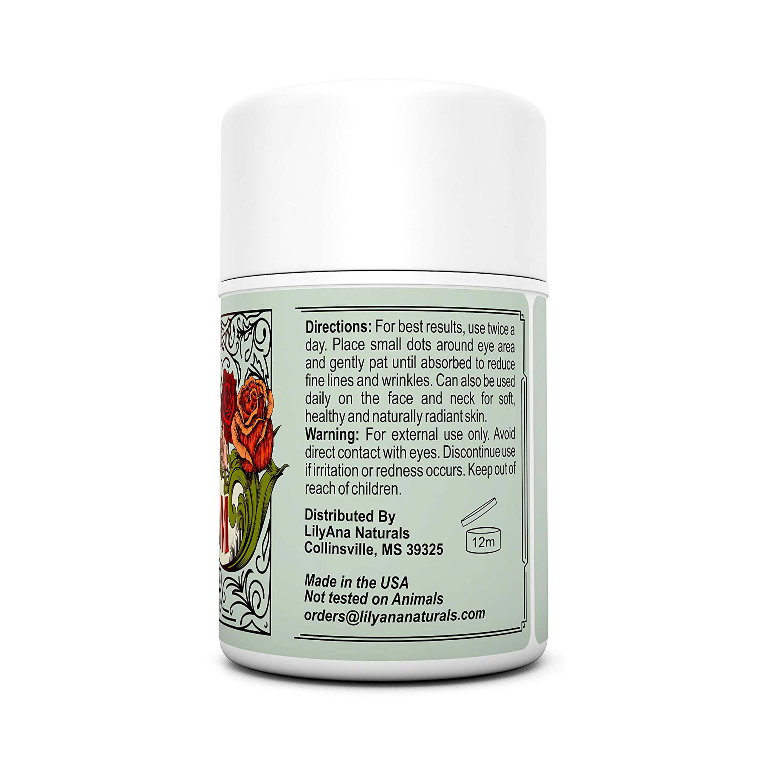 LilyAna Naturals Eye Cream Moisturizer 48g Back