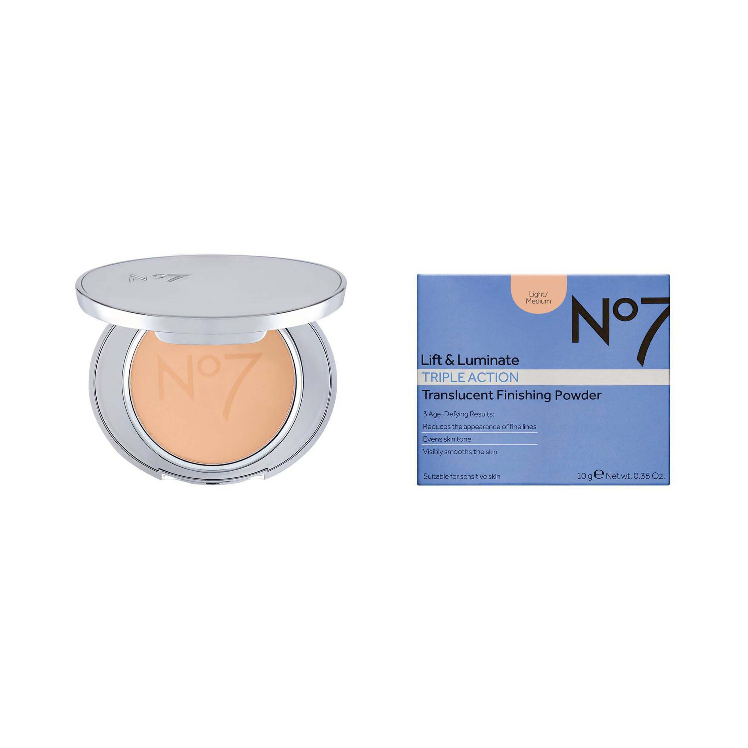 No7 Lift Luminate Triple Action Translucent Finishing Powder Light Medium